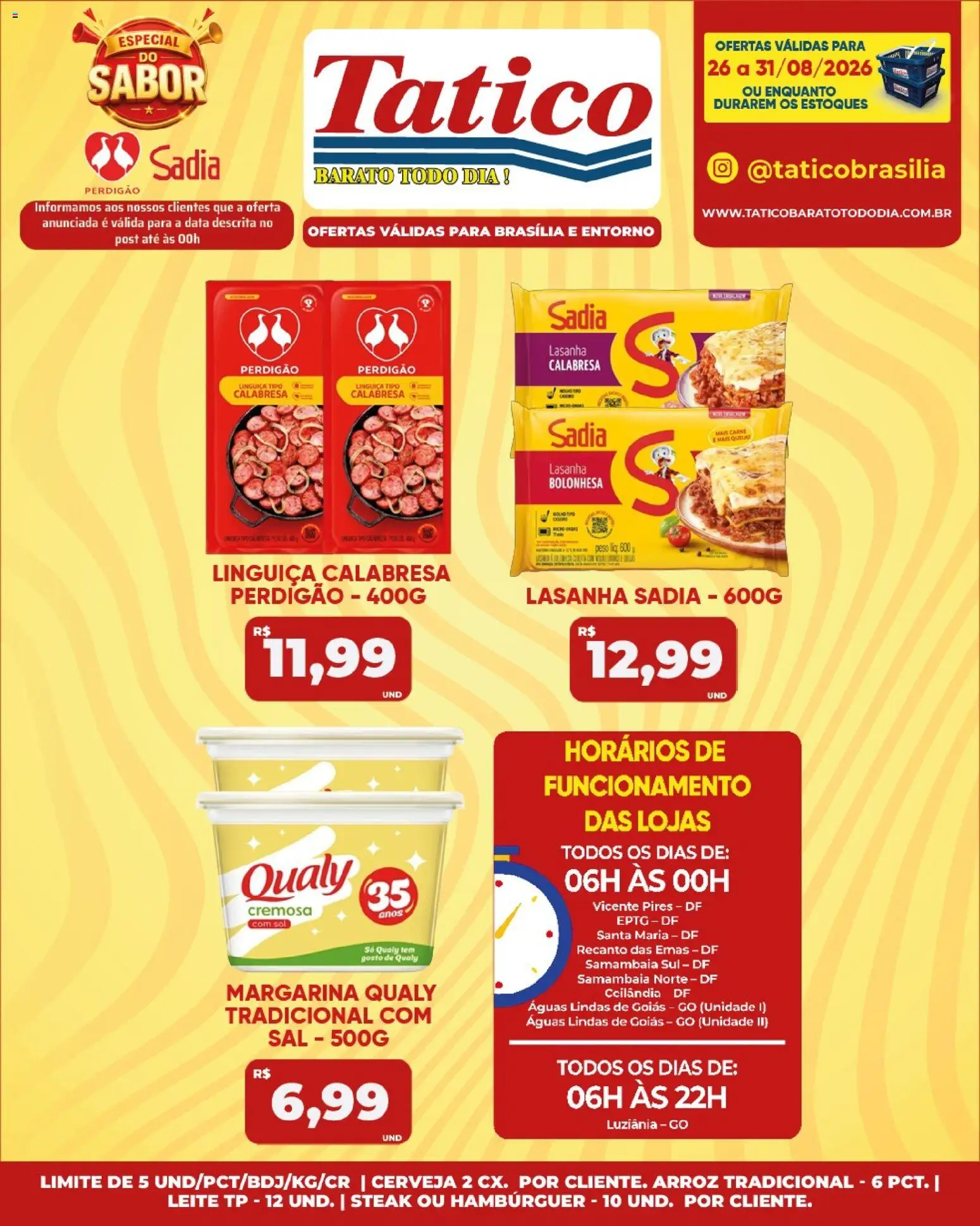 Tatico Folheto - válido de 26/08/2026 | Página: 22 | Produtos: Steak, Linguiça, Cerveja, Margarina