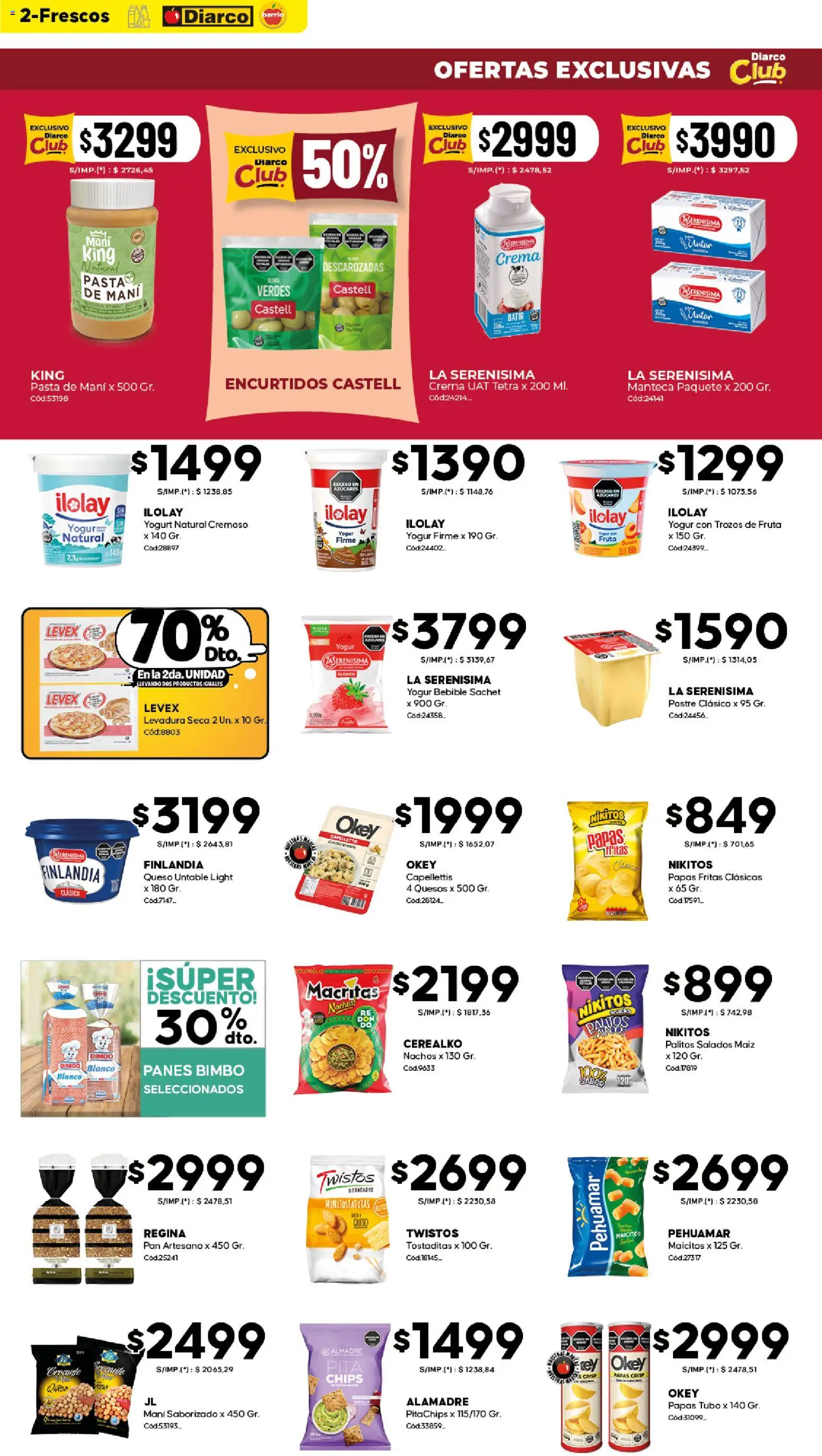 Diarco - Ofertas Diarco Barrio │ válido desde el 13.04.2026 | Página: 2 | Productos: Mani, Queso, Yogur, Pasta