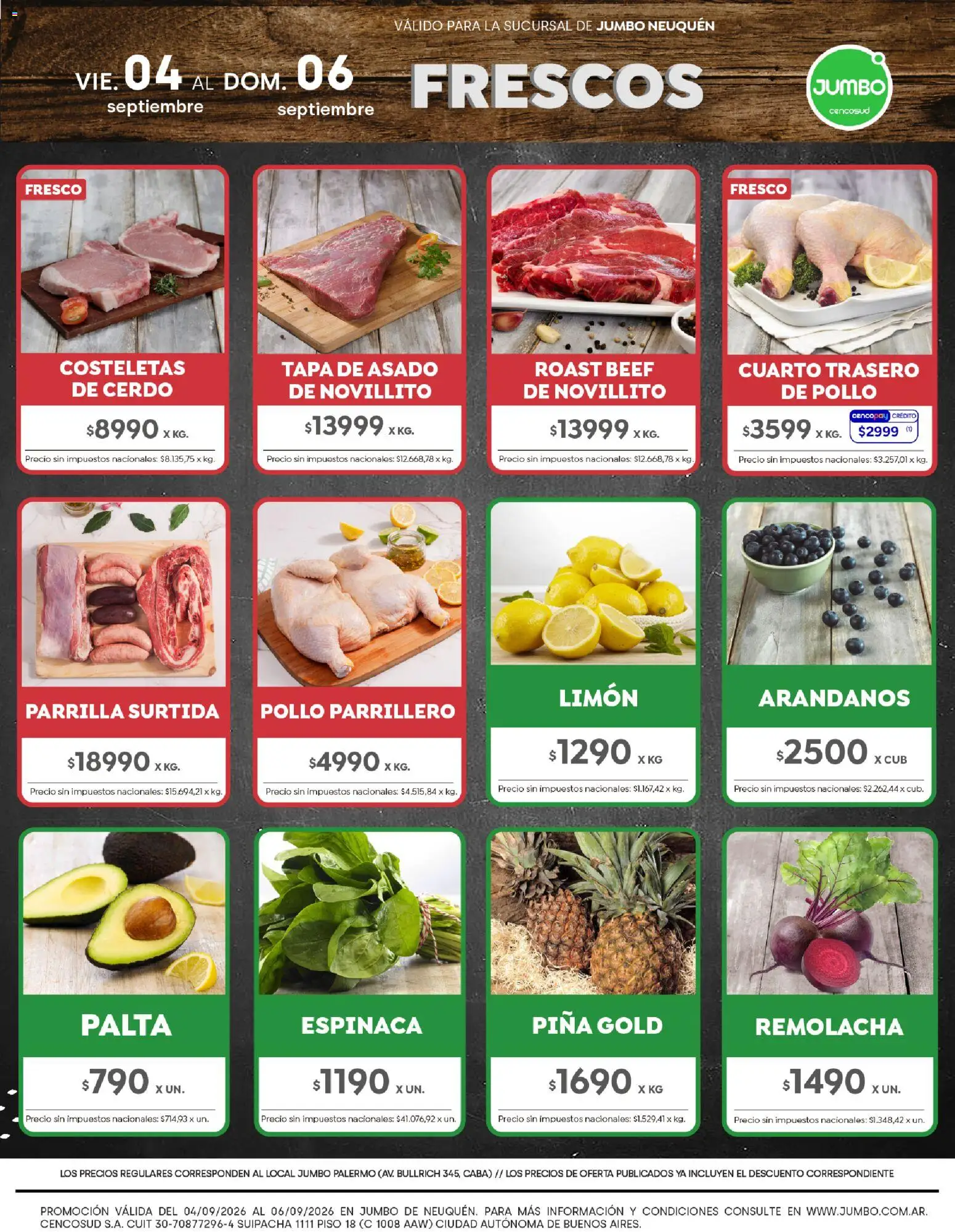 Jumbo - Neuquén | Jumbo al 100 │ válido desde el 04/09/2026 | Página: 6 | Productos: Parrilla, Remolacha, Cerdo, Piña