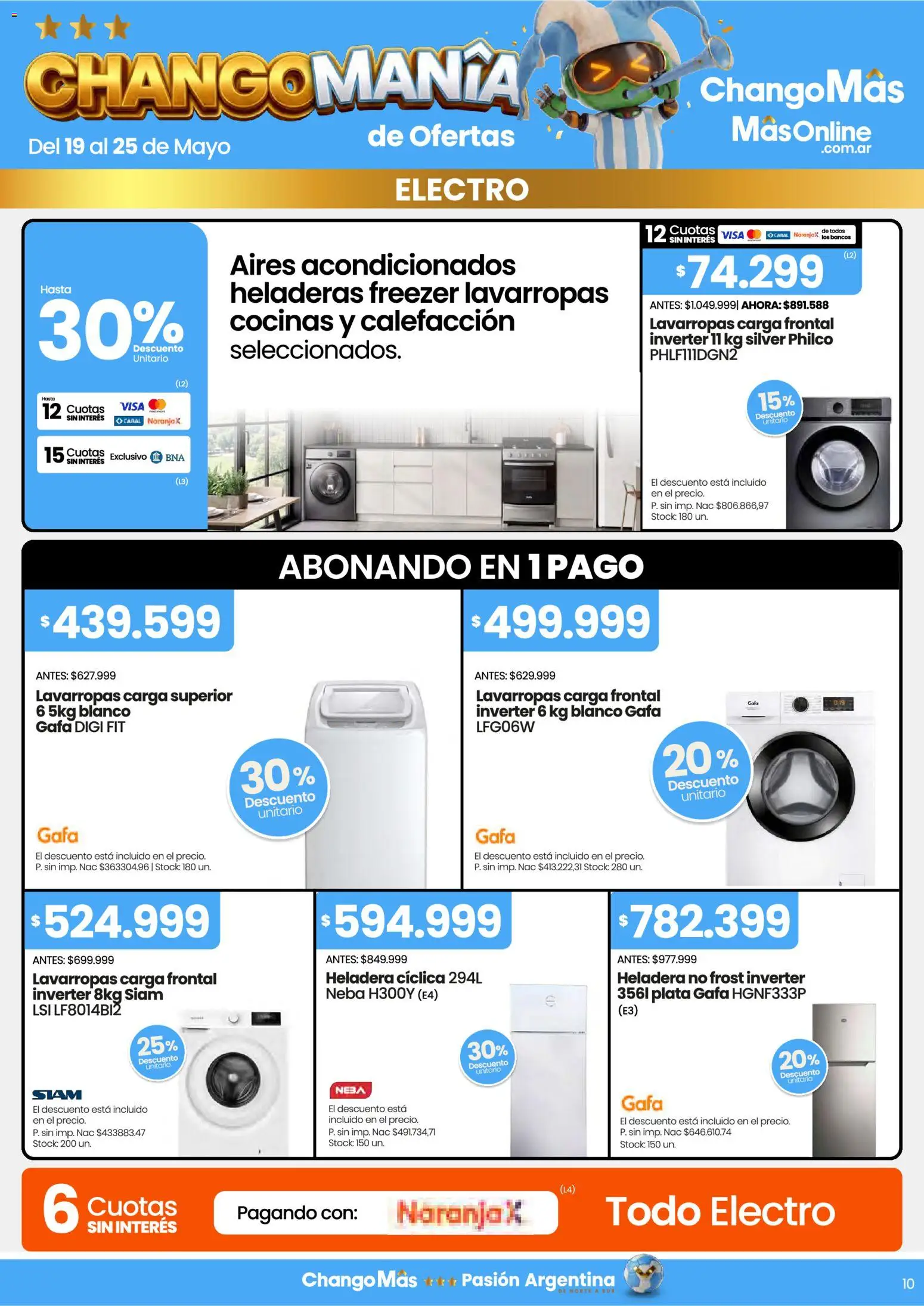Changomas ofertas │ válido desde el 19.05.2026 | Página: 10 | Productos: Lavarropas, Heladera, Freezer