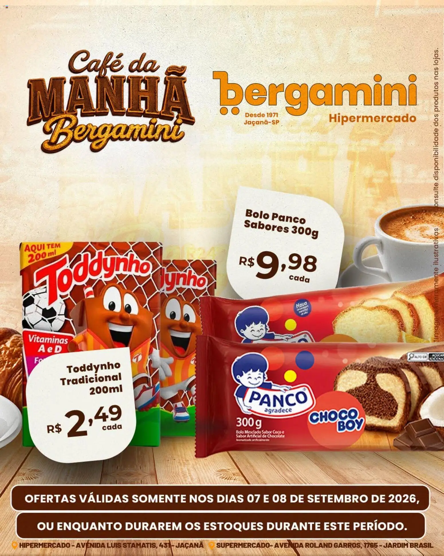 Supermercado Bergamini Folheto - válido de 07/09/2026 | Página: 4 | Produtos: Coco, Café, Chocolate, Bolo