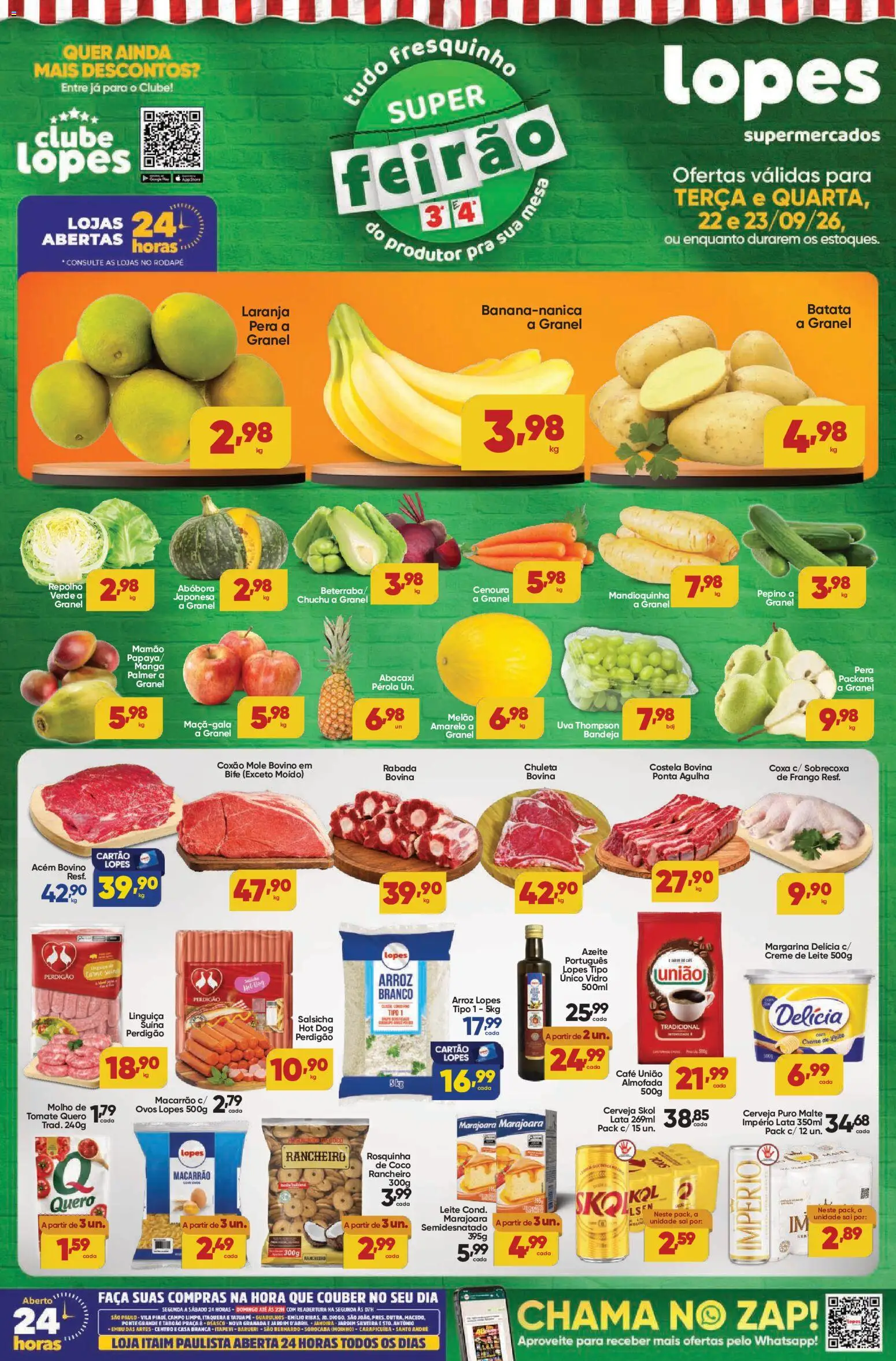 Lopes Supermercados Folheto - válido de 22/09/2026 | Página: 1 | Produtos: Melão, Abóbora, Almofada, Repolho