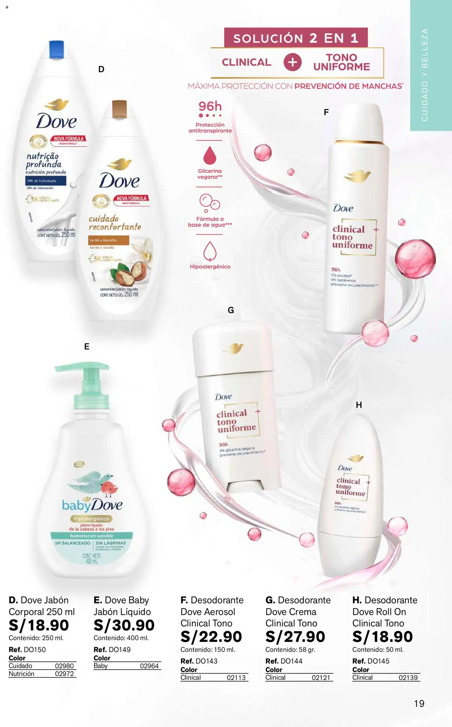 Catálogo Leonisa válido desde 04/08/2026 | Página: 19 | Productos: Jabón, Desodorante, Antitranspirante, Crema