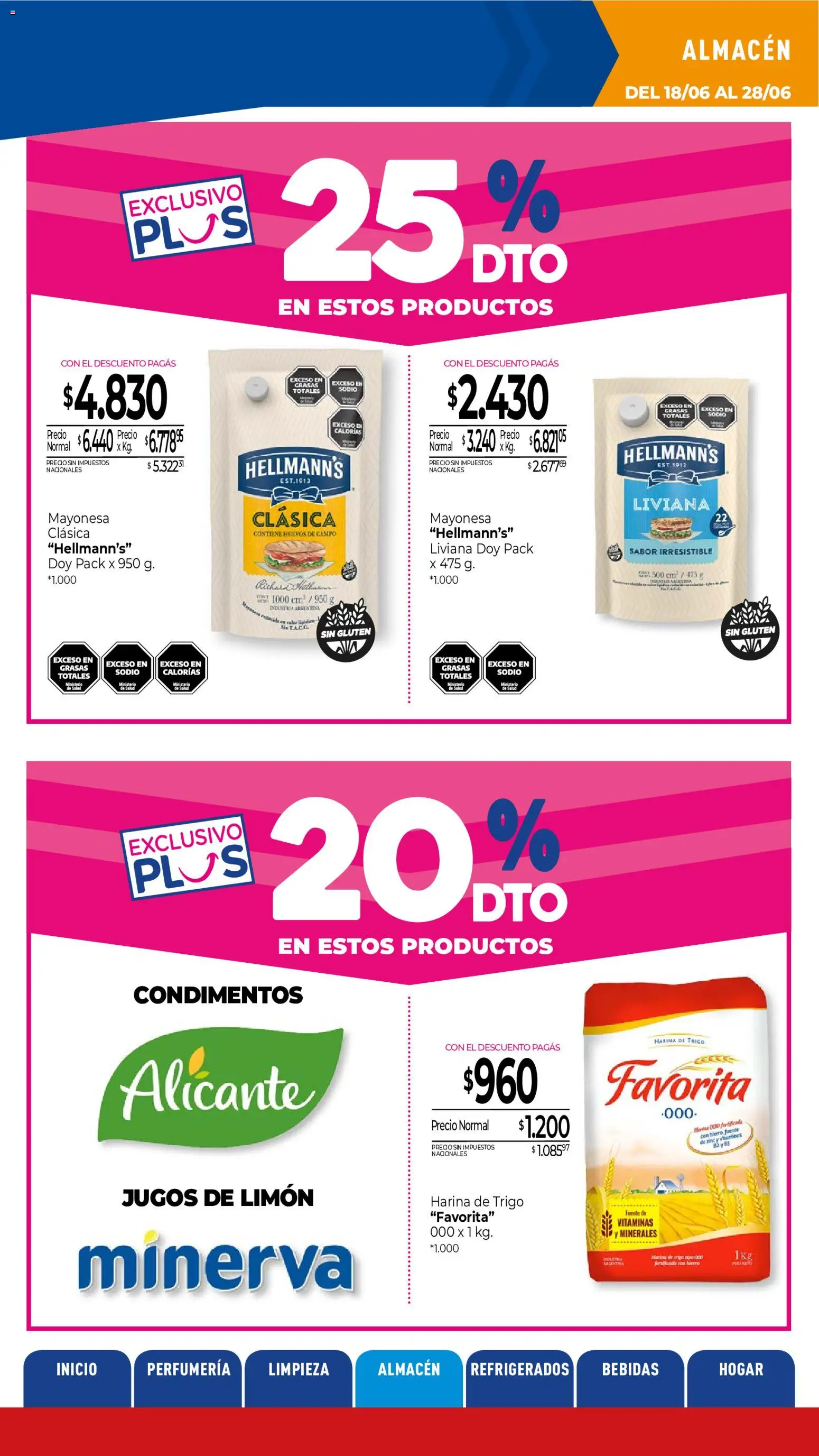 La Anonima catálogo │ válido desde el 18.06.2026 | Página: 20 | Productos: Harina, Mayonesa, Fuente, Limón