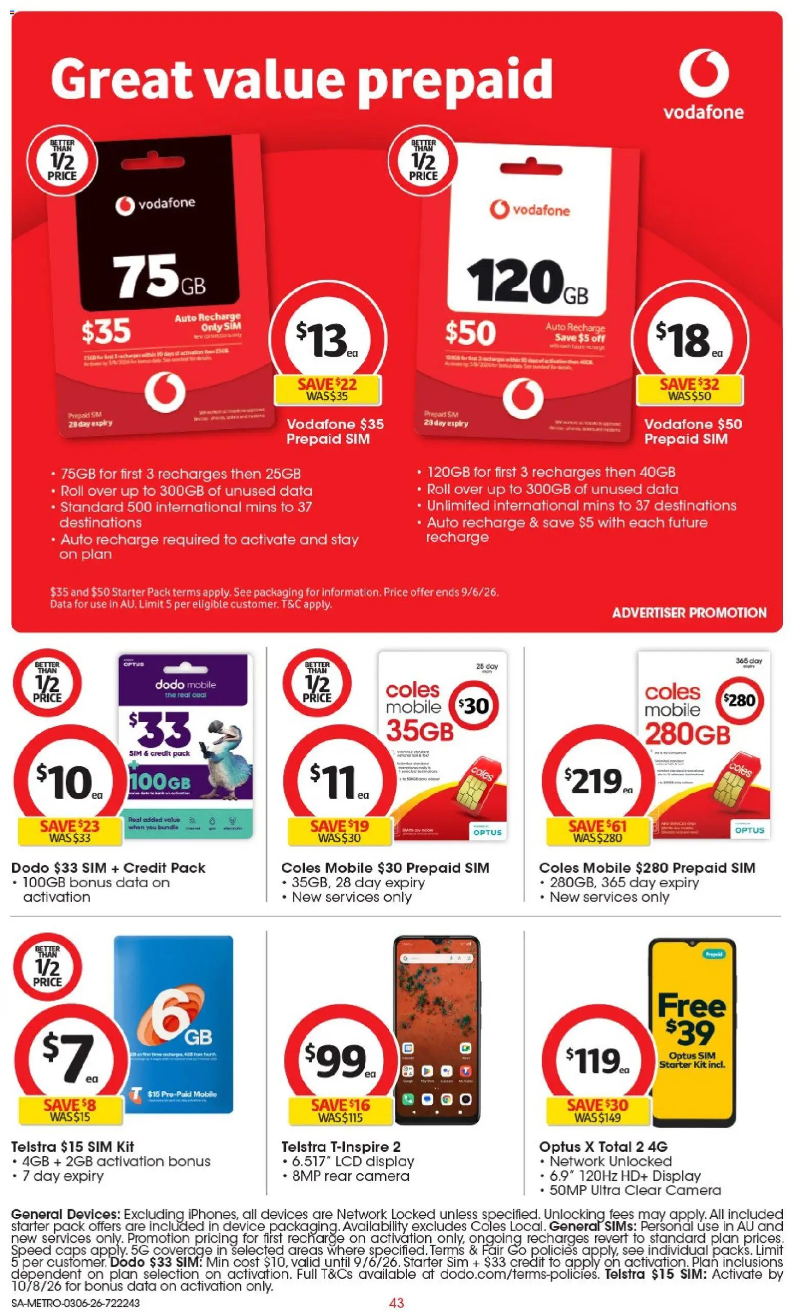 Coles catalogue - valid from 03.06.2026 | Page: 43 | Products: Device, Camera, Mobile