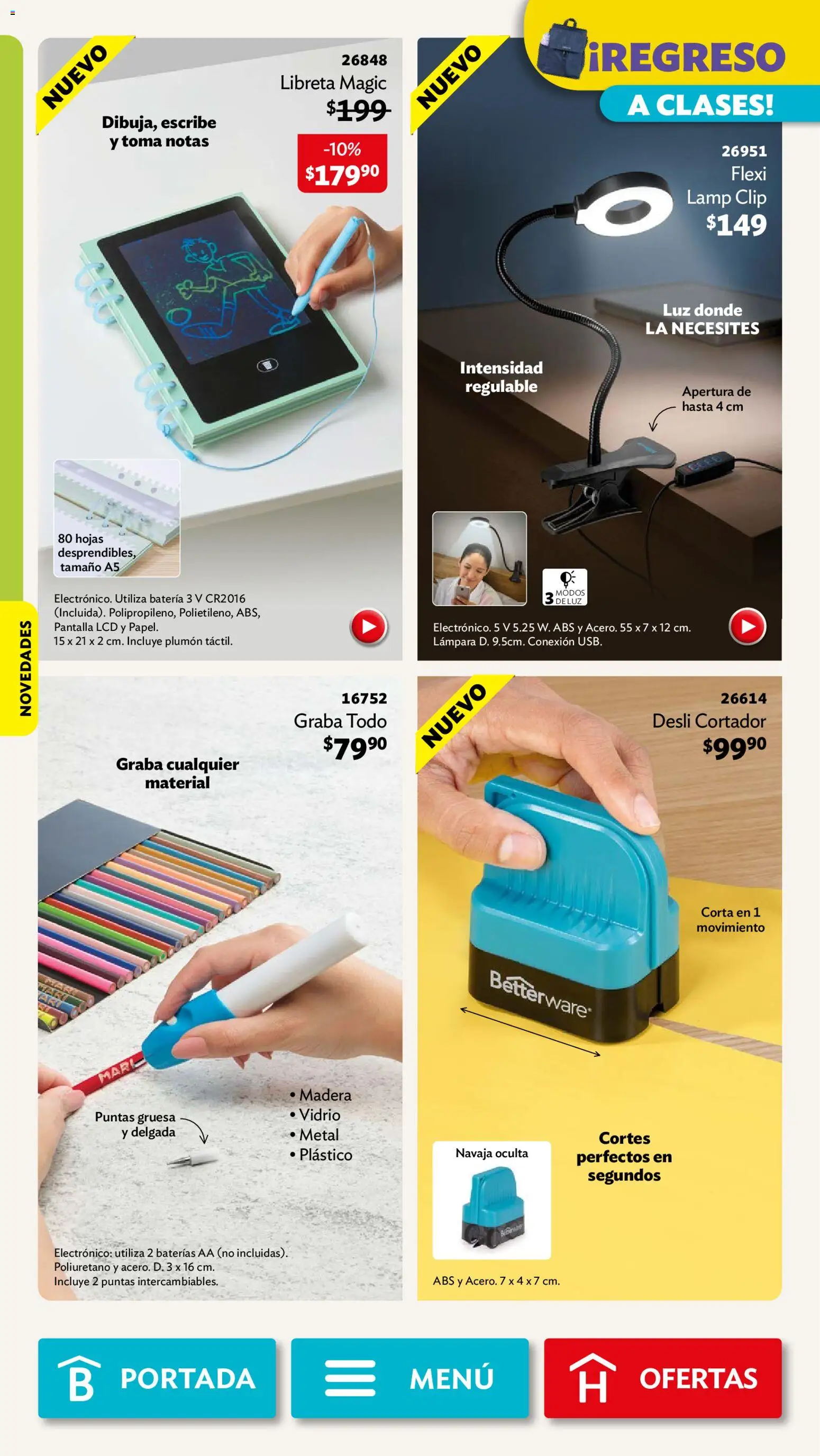 Nuevas ofertas de Betterware válidas en toda la República Mexicana desde el 31/08/2026. ¡Encuentra las mejores ofertas en Betterware campaña 9 2026! | Página: 100 | Productos: Navaja, Cortador, Batería, Lámpara