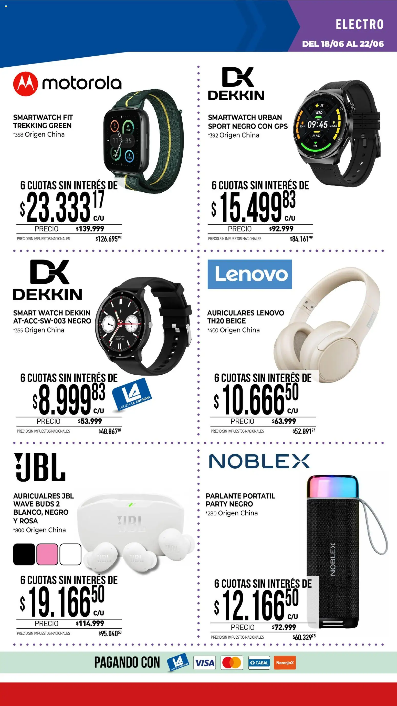 La Anonima catálogo │ válido desde el 18.06.2026 | Página: 33 | Productos: Auriculares, Parlante