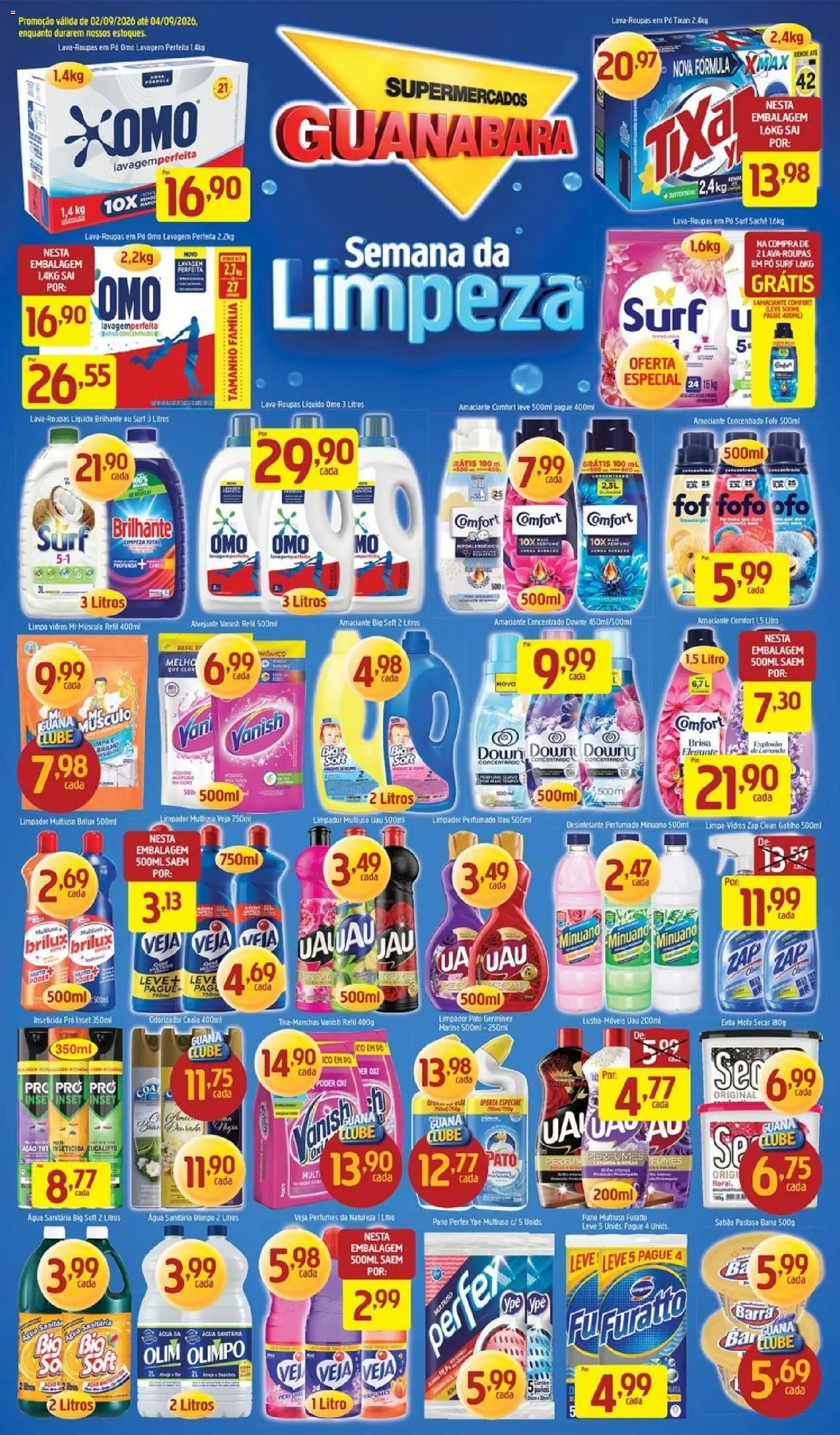 Supermercados Guanabara Folheto - válido de 02/09/2026 | Página: 8 | Produtos: Sabão, Limpa vidros, Vanish, Amaciante
