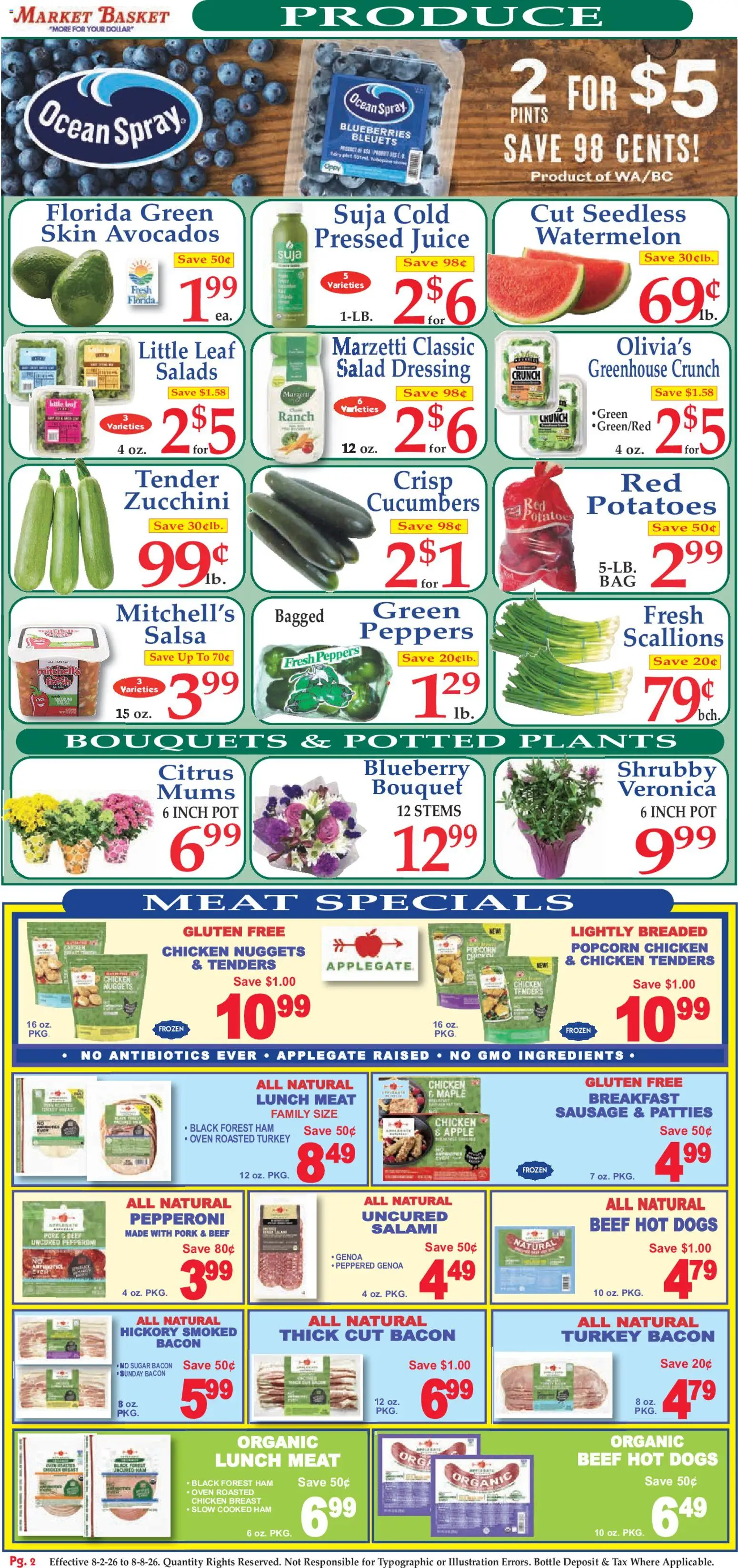 Market Basket Ad - valid from 08/02/2026 | Page: 2 | Products: Peppers, Zucchini, Juice, Beef