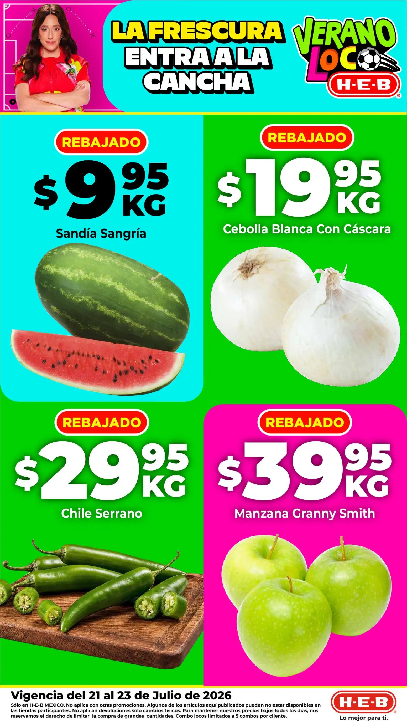 Nuevas ofertas de H-E-B válidas en toda la República Mexicana desde el 21/07/2026. ¡Encuentra las mejores ofertas en H-E-B folleto Fruta y venduras! | Página: 1