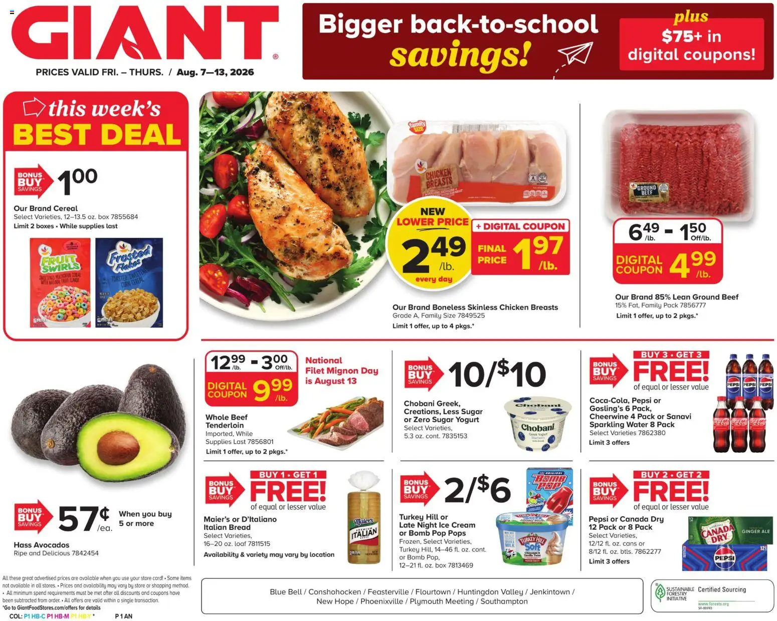 Giant Weekly Ad - valid from 08/07/2026 | Page: 1 | Products: Corn, Ginger, Box, Water