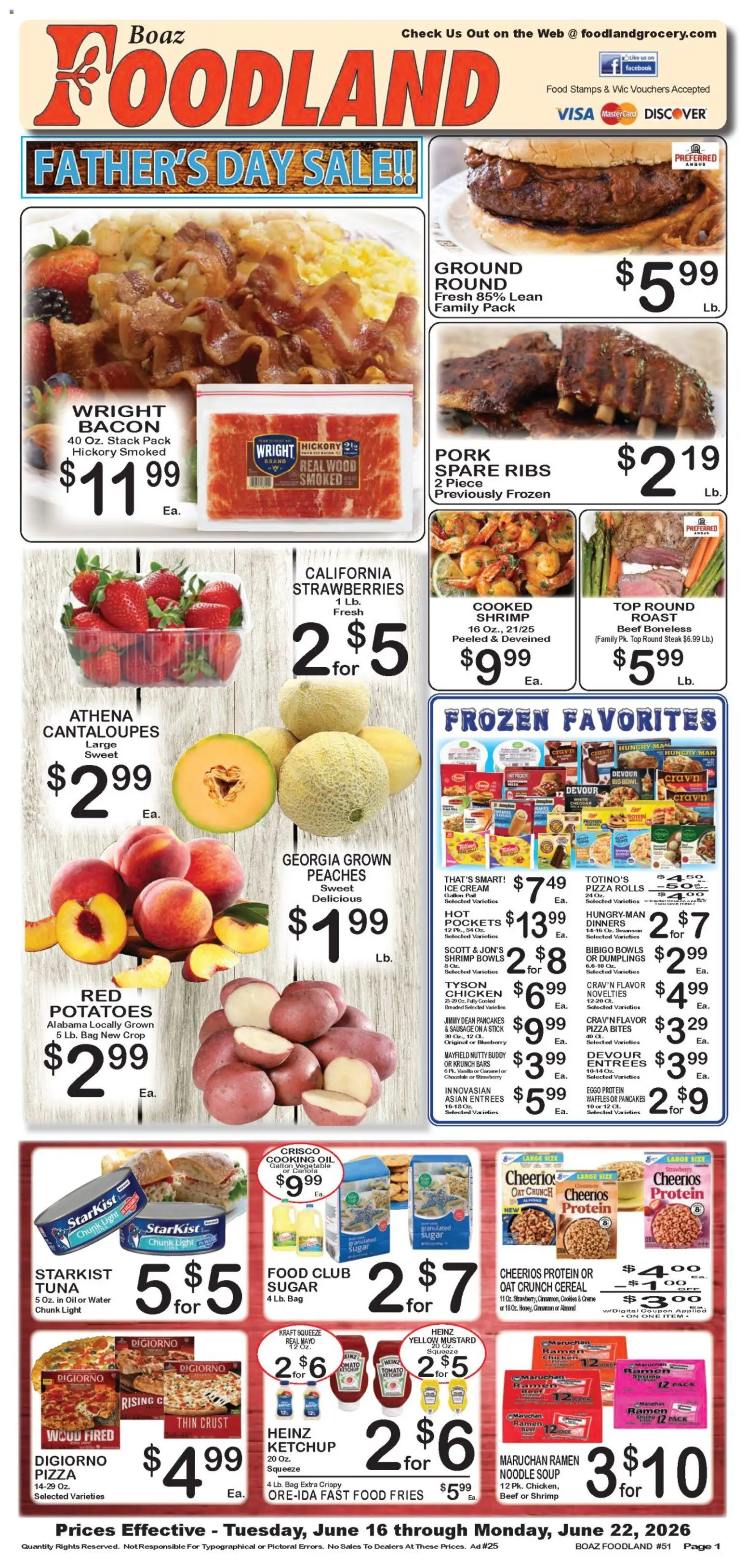 Foodland Weekly Ad - valid from 16.06.2026 | Page: 1 | Products: Pork, Ketchup, Cookies, Beet