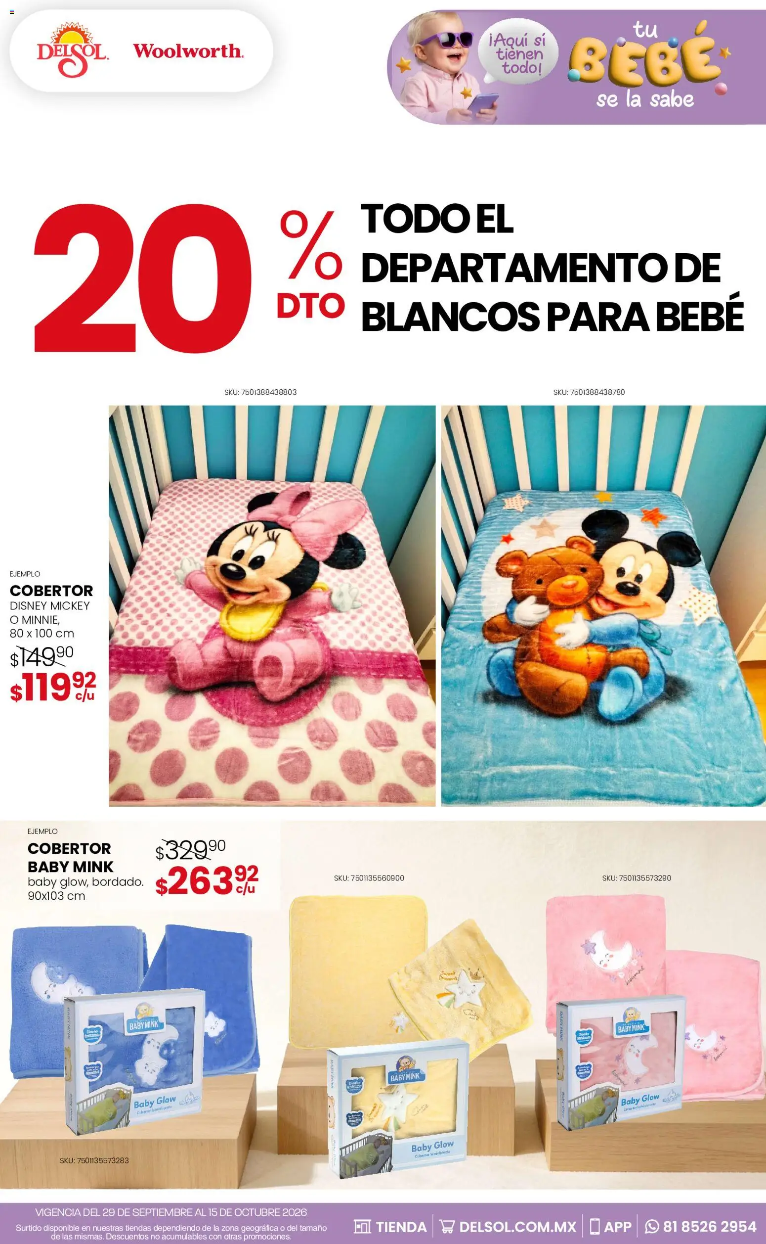 Nuevas ofertas de Del Sol y Woolworth válidas en toda la República Mexicana desde el 29/09/2026. ¡Encuentra las mejores ofertas en Del Sol y Woolworth catálogo! | Página: 6 | Productos: Cobertor