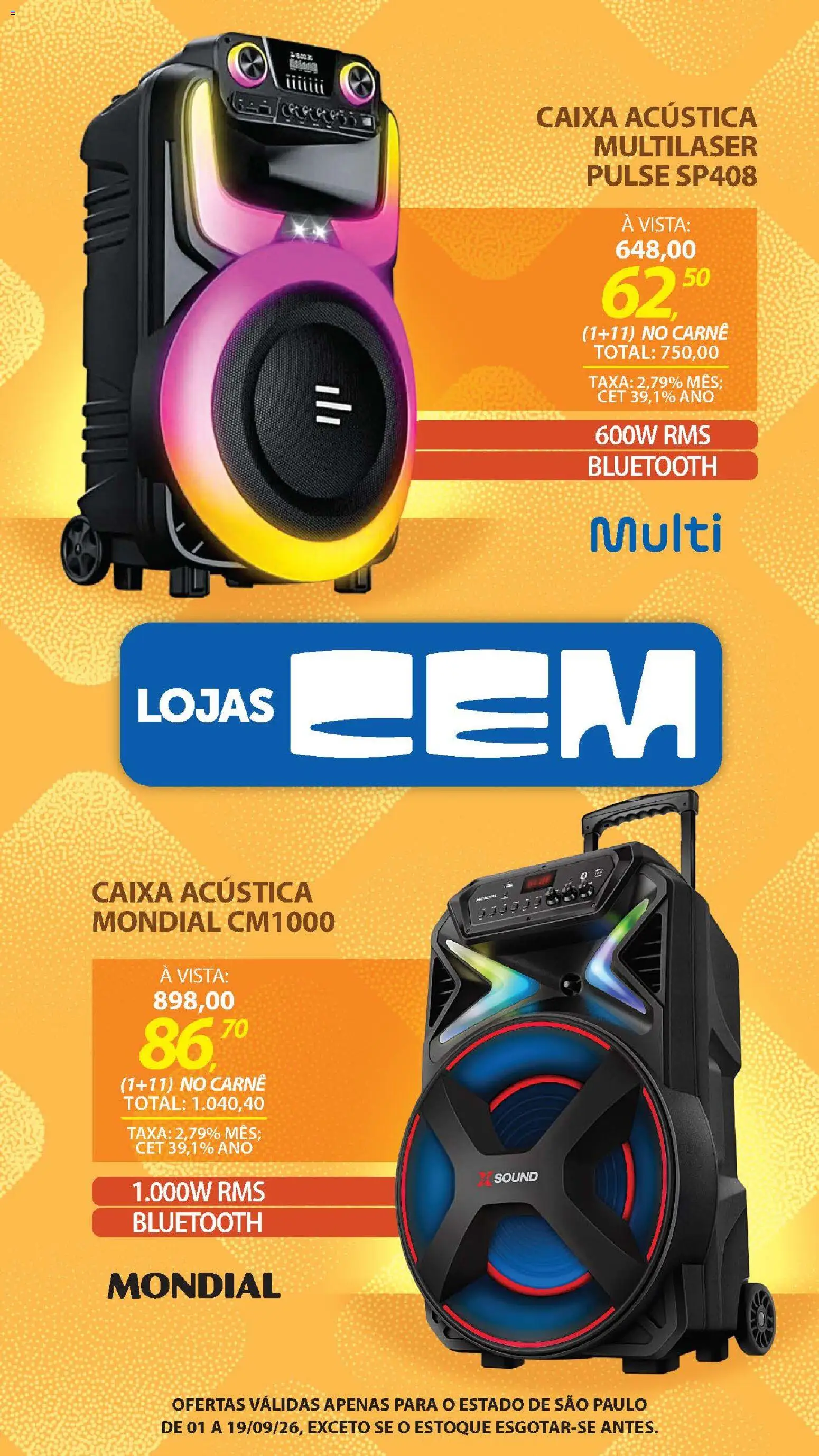 Lojas Cem Folheto - válido de 01/09/2026 | Página: 91 | Produtos: Caixa acústica, Caixa, Carne