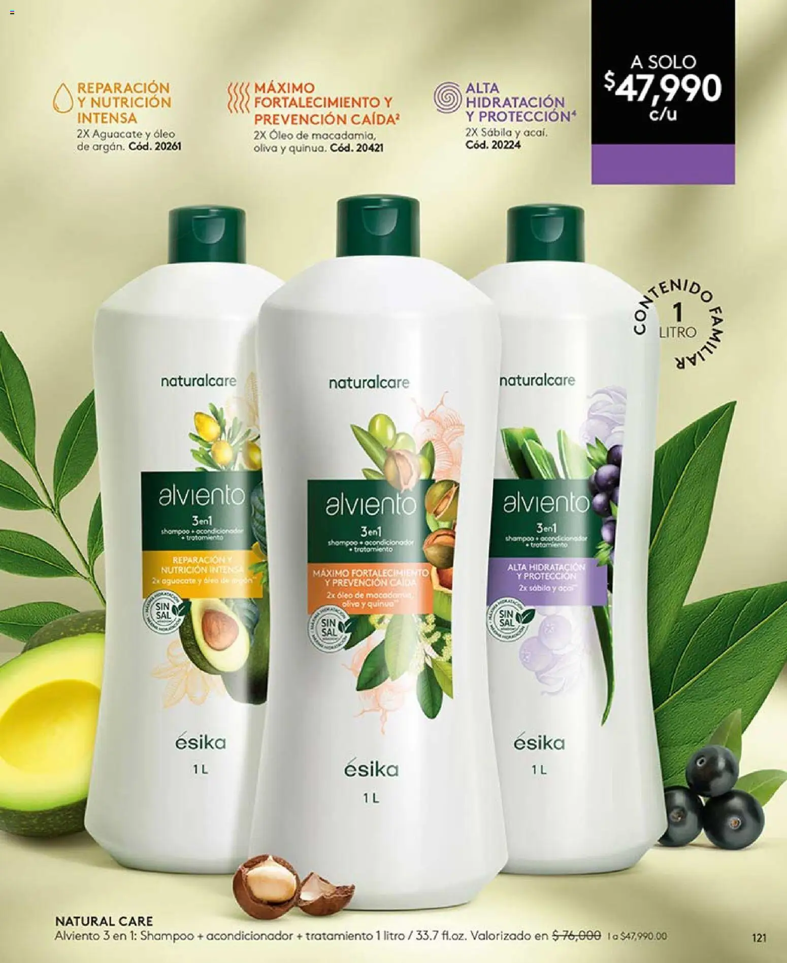 Ésika revista - valida desde el 13.03.2026 | Página: 121 | Productos: Aguacate, Shampoo, Acondicionador, Oliva