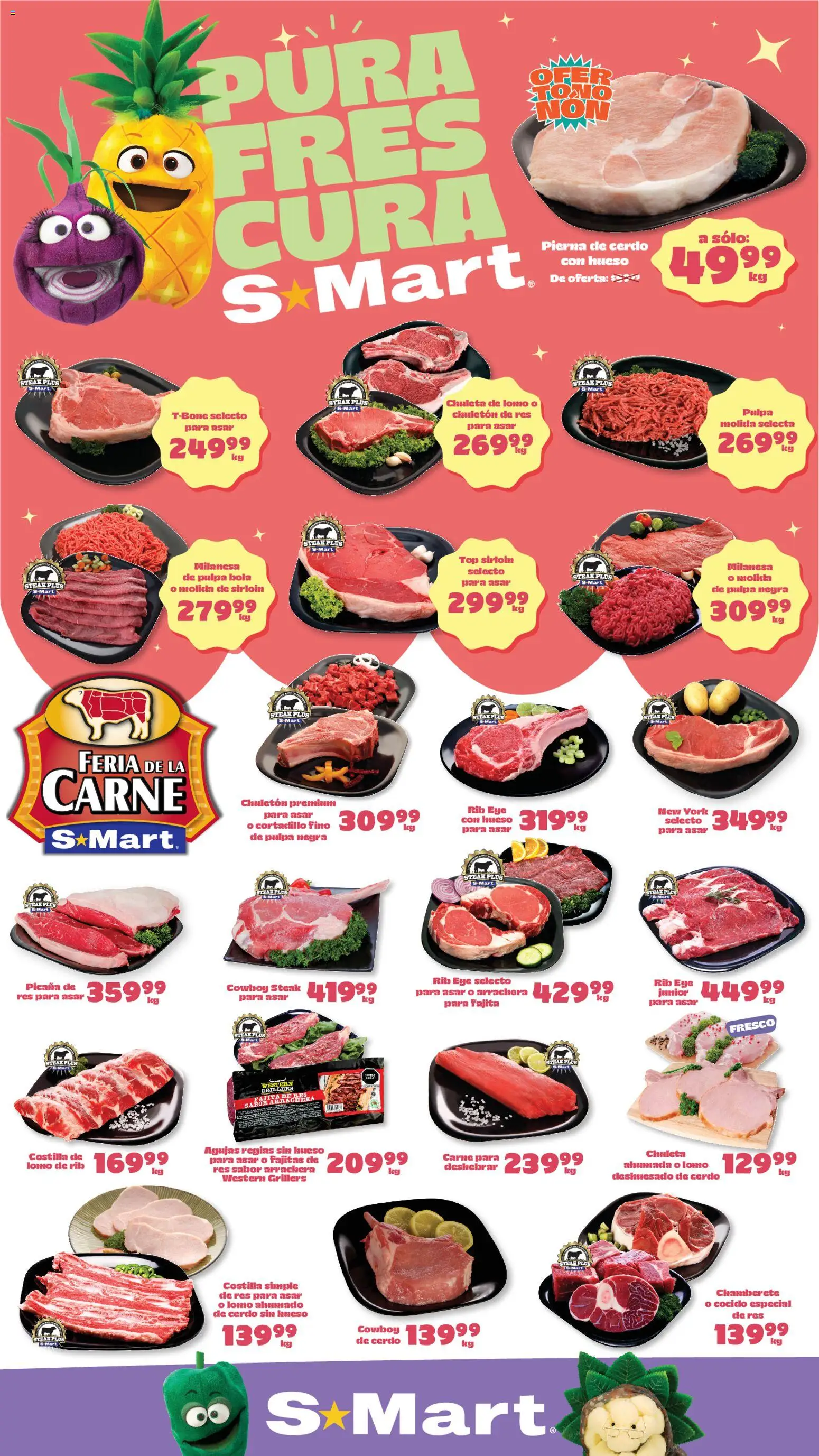 Nuevas ofertas de S-Mart válidas en toda la República Mexicana desde el 08.05.2026. ¡Encuentra las mejores ofertas en S-Mart folleto Ofertas de feria Monterrey! | Página: 1 | Productos: Milanesa, Cerdo, Res, Top