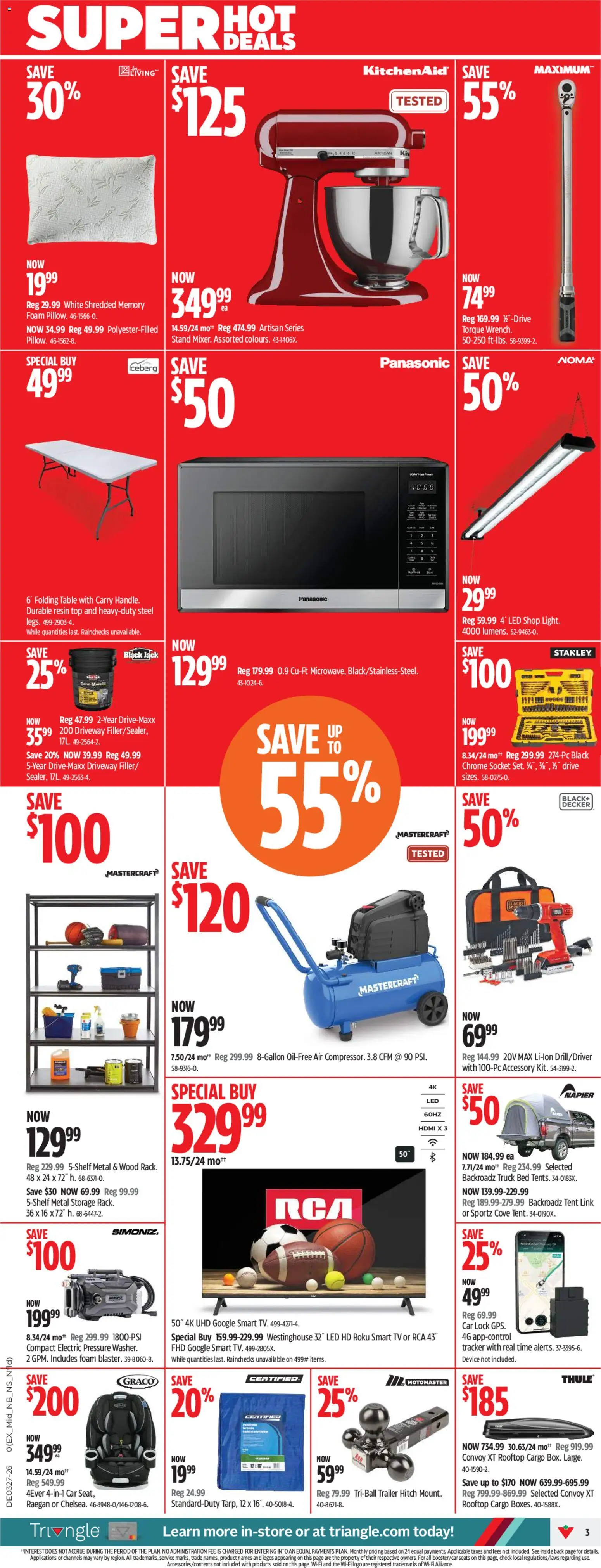 Canadian Tire flyer valid from Jul 2, 2026 | Page: 3 | Products: PC, Tv, Bed, Table