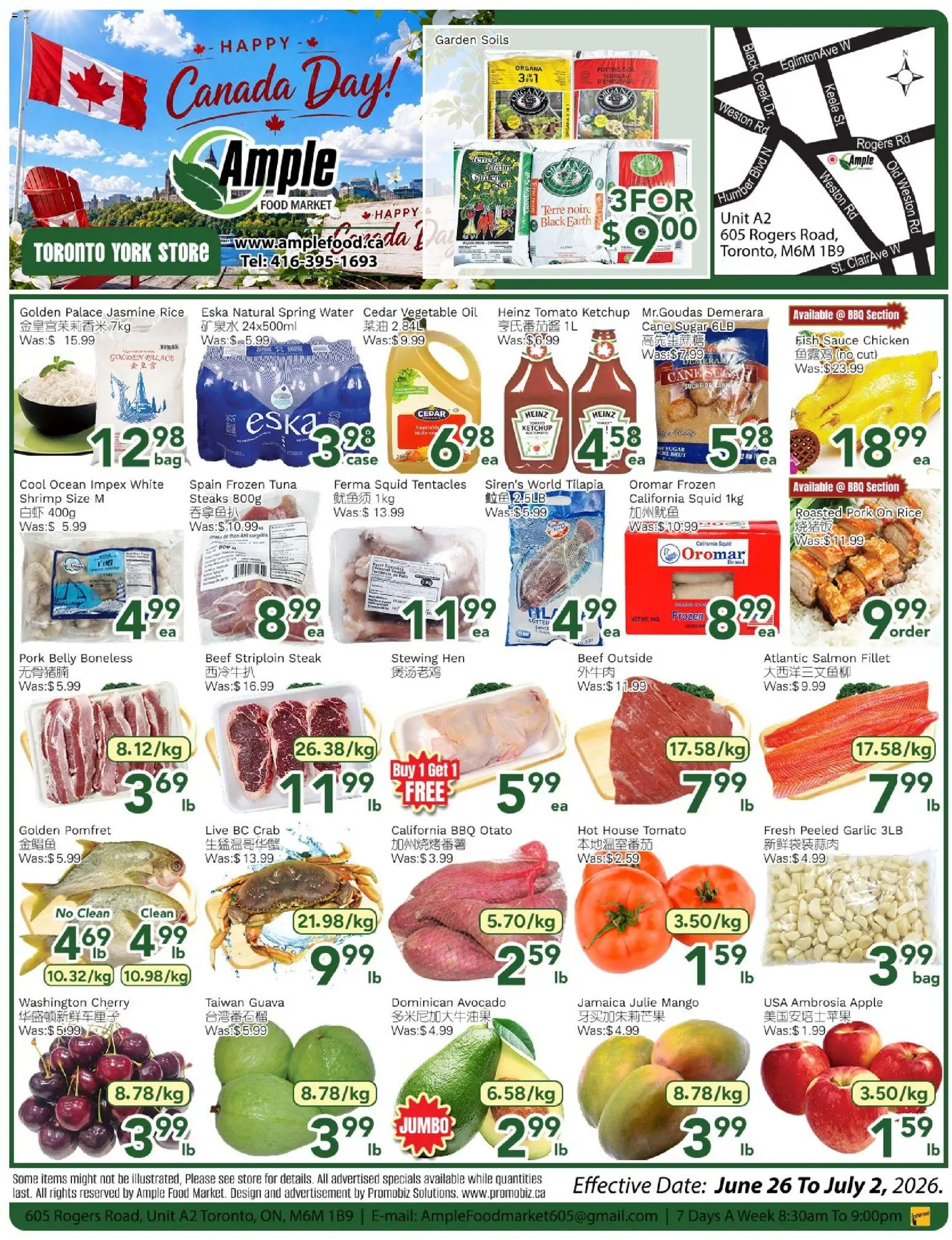 Ample Food Market flyer valid from Jun 26, 2026 | Page: 1 | Products: Ketchup, Cream, Oil, Chicken