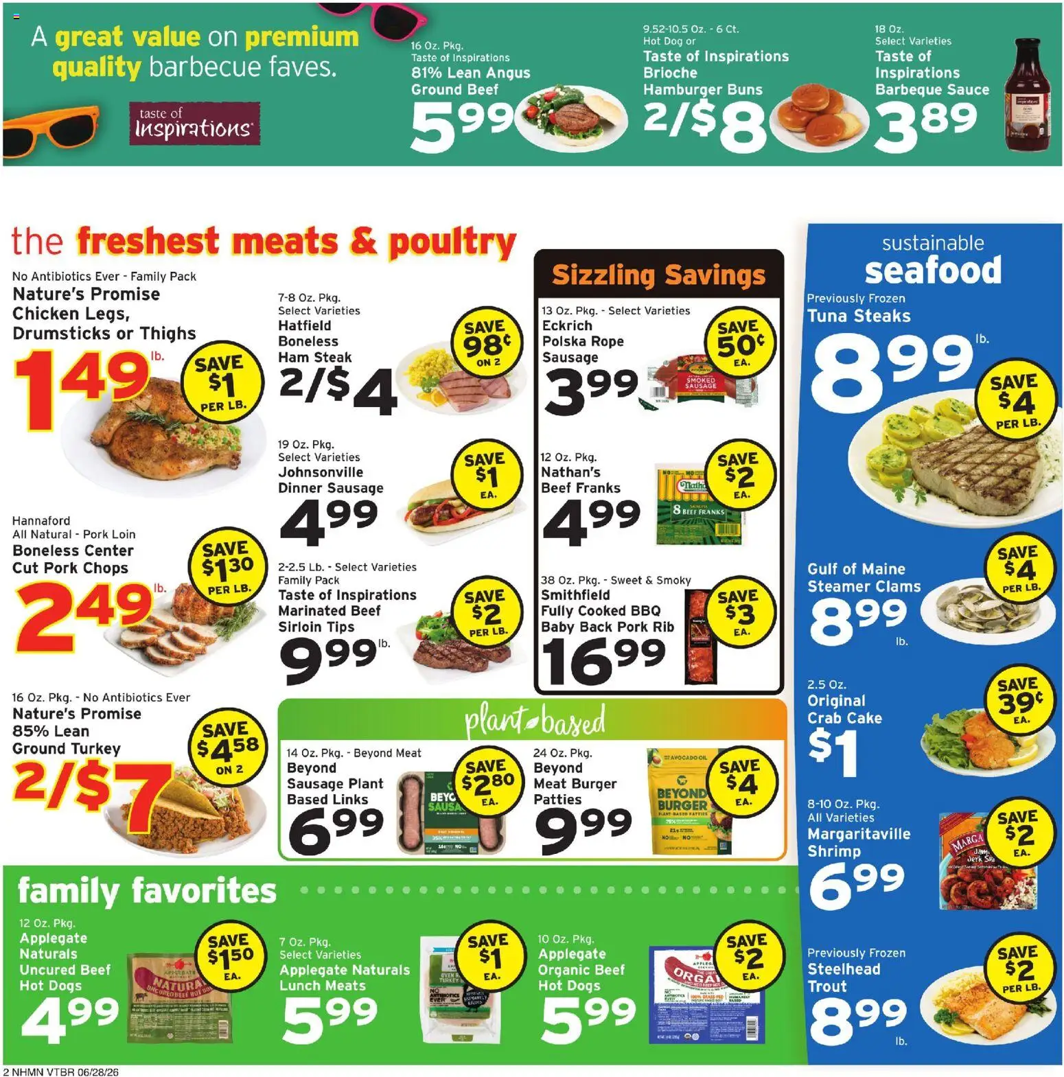 Hannaford Weekly Ad - valid from 06/28/2026 | Page: 2 | Products: Pork, Sausage, Hot Dogs, Steamer