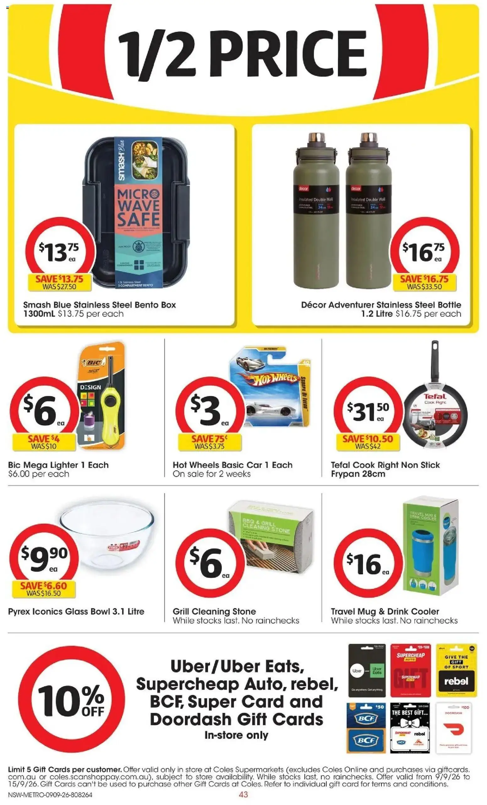 ﻿Coles catalogue valid from 09/09/2026 > Online Australia | Page: 43 | Products: Decor, Gin, Water, Safe