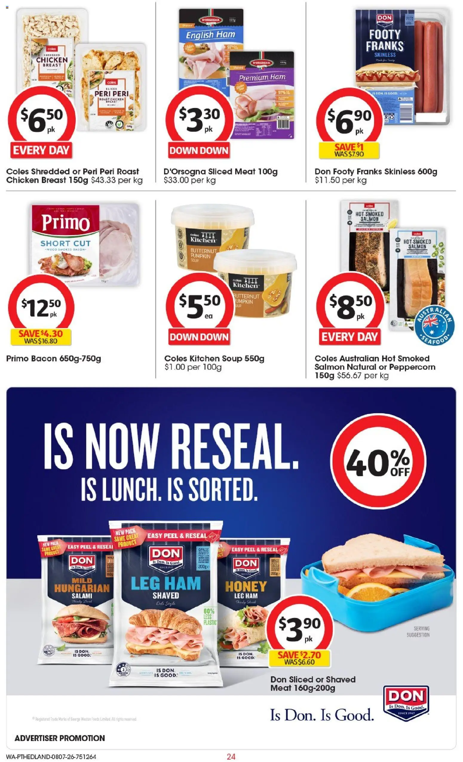 Coles catalogue - valid from 08/07/2026 | Page: 24 | Products: Ham, Chicken, Soup, Pumpkin