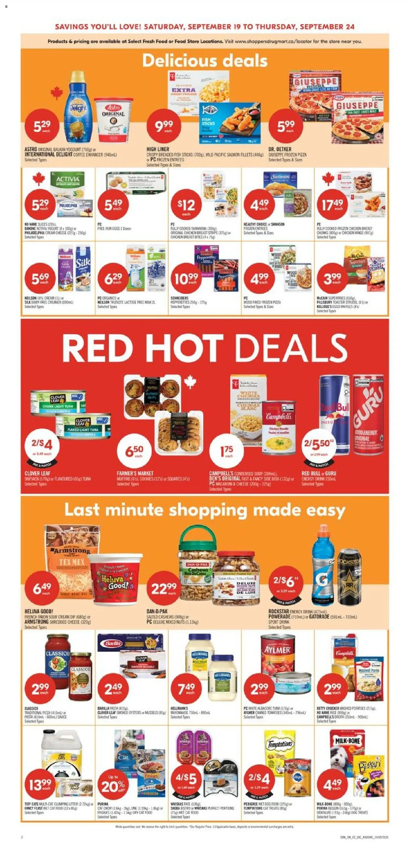 Shoppers flyer valid from Sep 19, 2026 | Page: 6 | Products: Fish, Chicken wings, Frozen chicken, Frozen pizza
