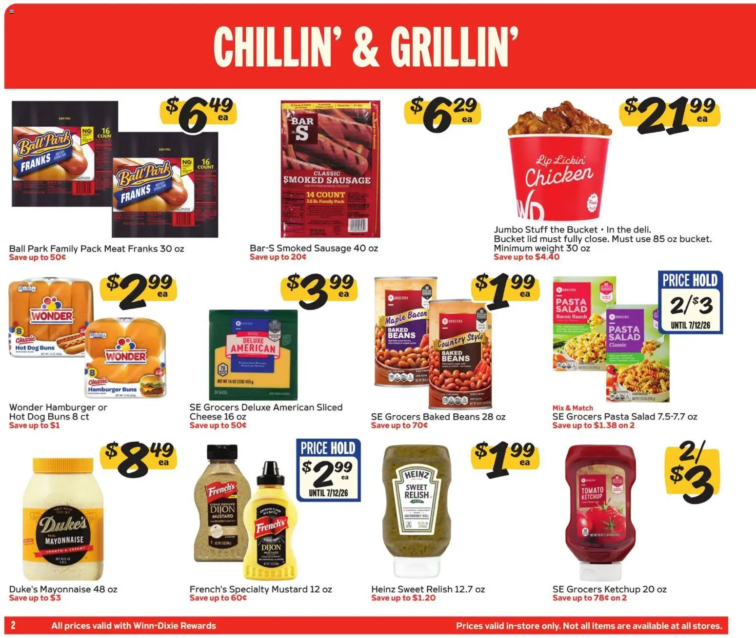 Winn Dixie In-Store Flyer - valid from 06/24/2026 | Page: 2 | Products: Pasta, Salad, Mayonnaise, Sausage