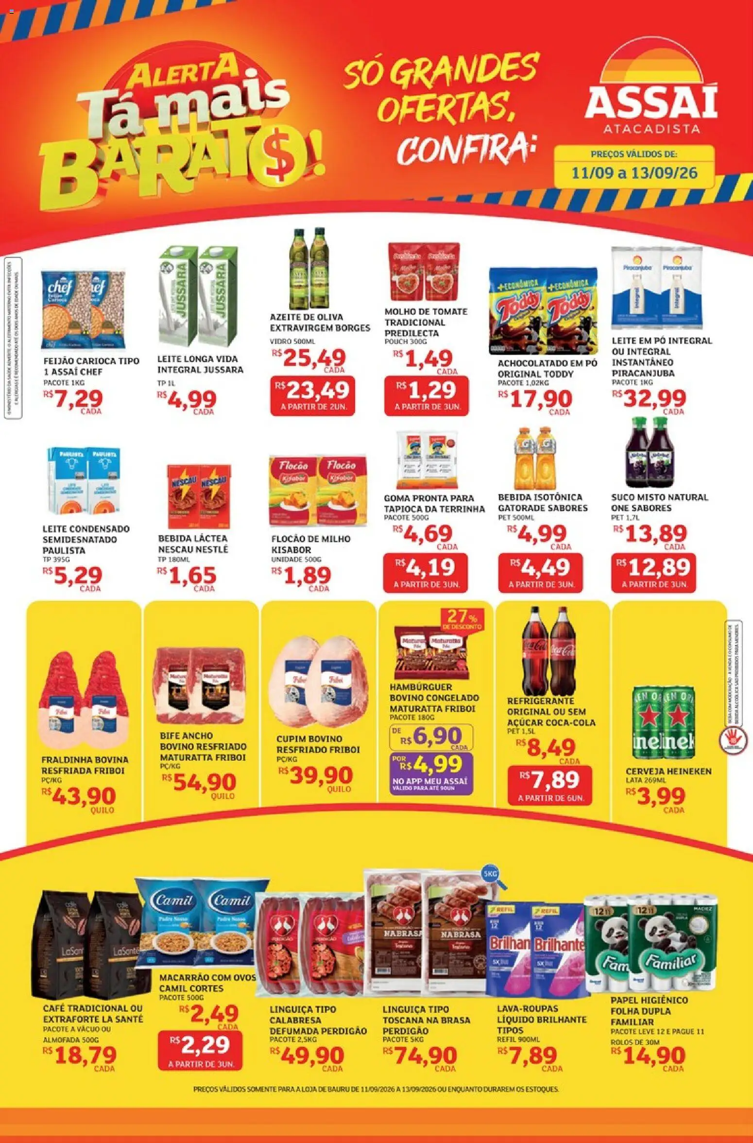 Assaí Atacadista Folheto - válido de 11/09/2026 | Página: 1 | Produtos: Ovos, Cerveja, Bebida, Leite em pó