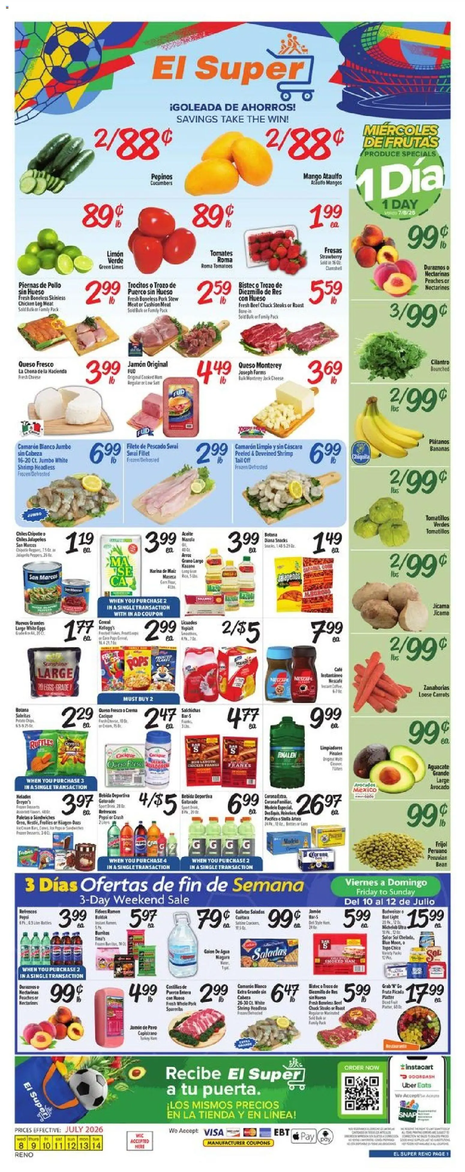 El Super Weekly Ad - NV - valid from 07/08/2026 | Page: 1 | Products: Eggs, Bananas, Beef, Mango