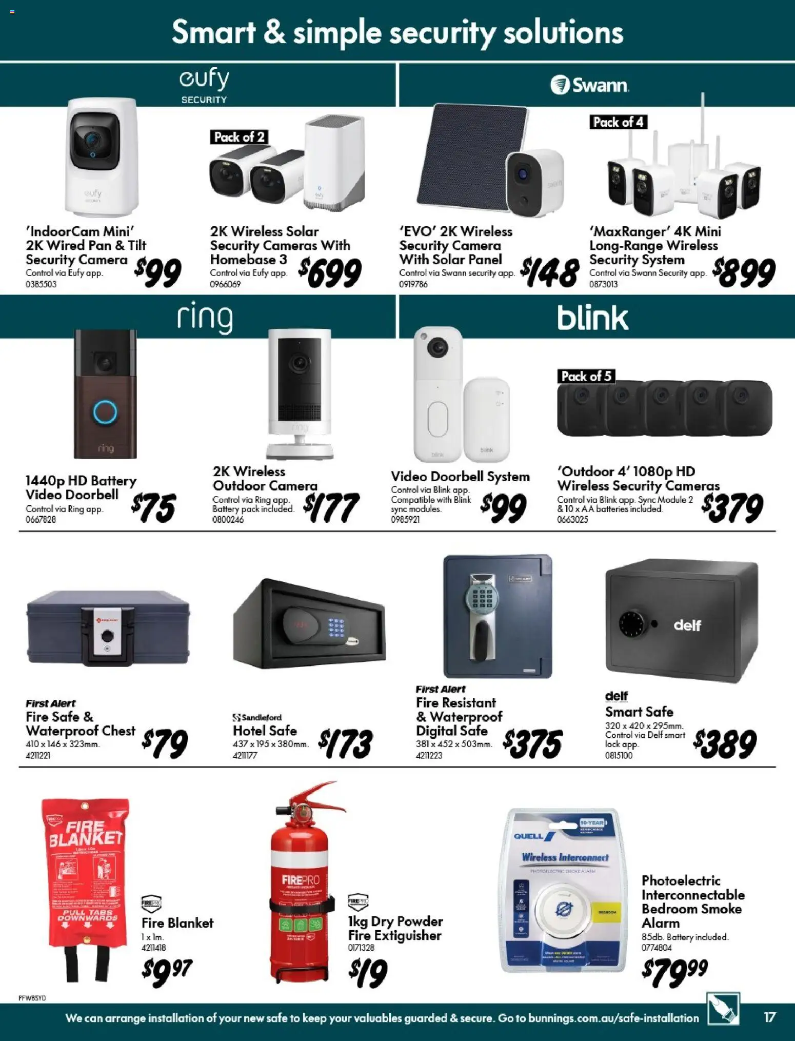 Bunnings Warehouse catalogue - valid from 20.05.2026 | Page: 17 | Products: Batteries, Doorbell, Camera, Safe