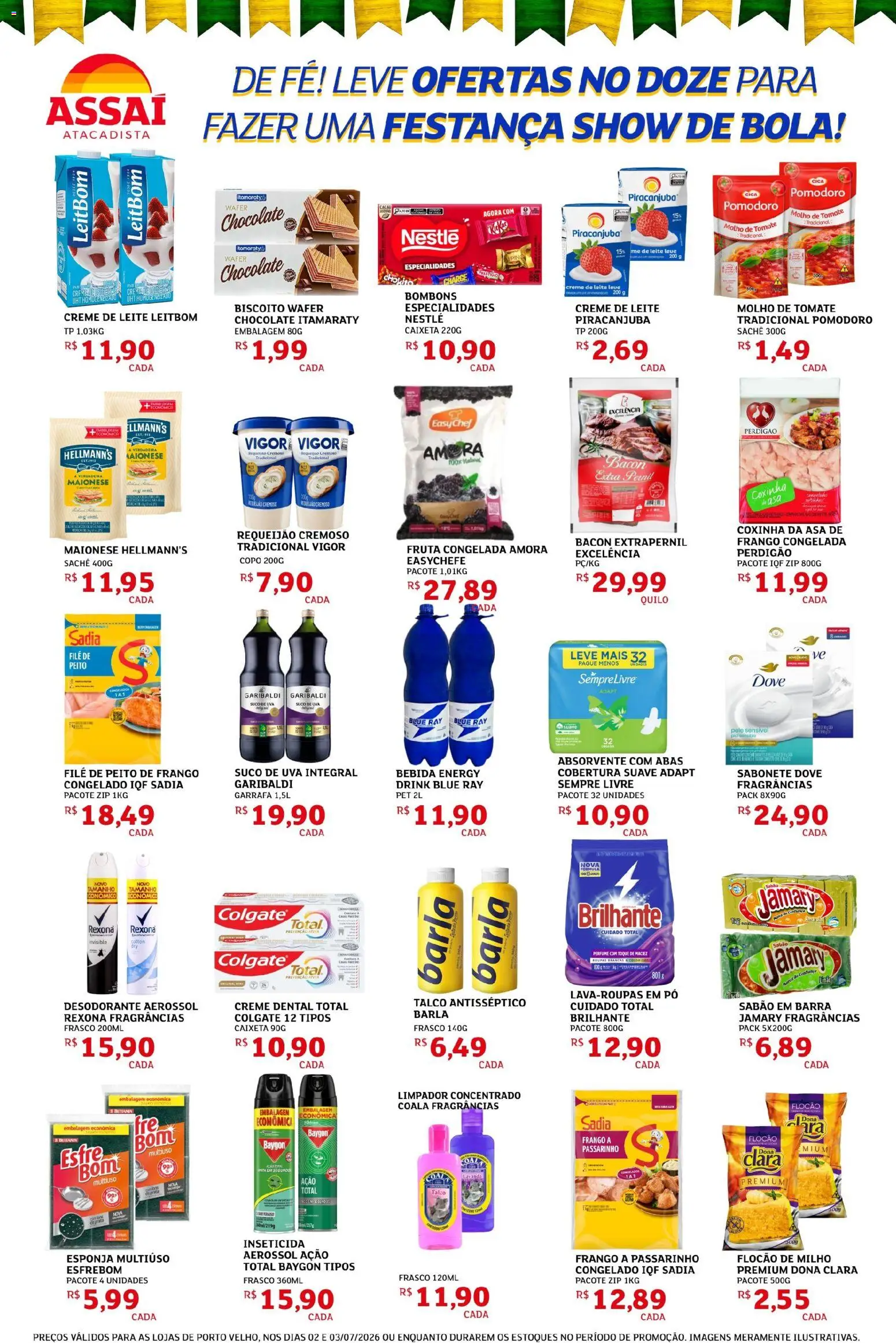 Assaí Atacadista Folheto - válido de 02/07/2026 | Página: 2 | Produtos: Talco, Sabão, Sabonete, Dove
