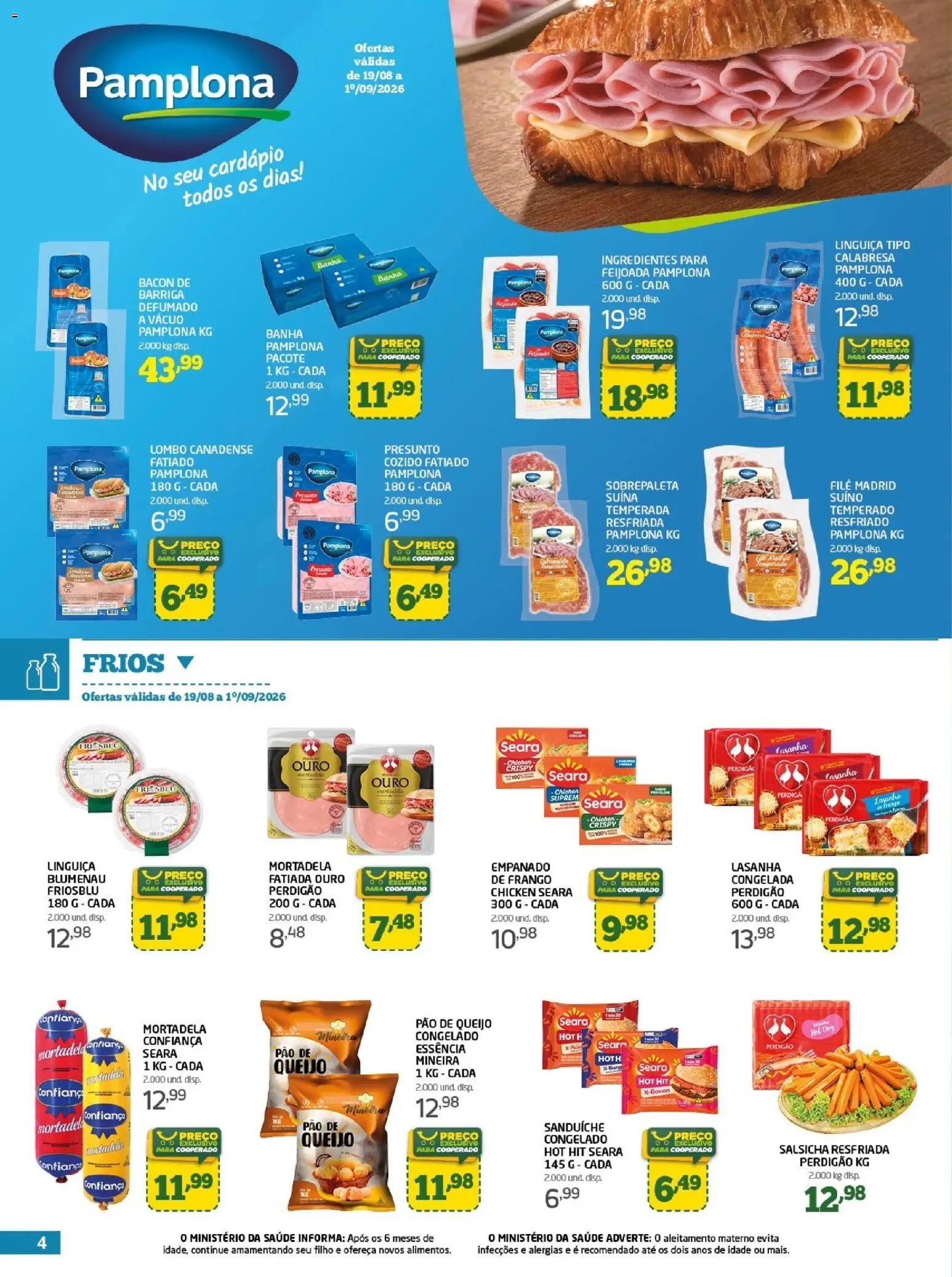 Cooper Folheto - válido de 19/08/2026 | Página: 4 | Produtos: Linguiça, Queijo, Mortadela, Frango