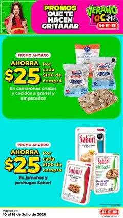 Vista previa de H-E-B folleto, nuevo folleto de la tienda, válido en México a partir del 10/07/2026 | Página: 16 | Productos: Jamón, Té
