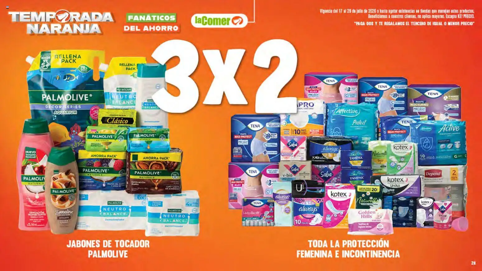 Nuevas ofertas de La Comer válidas en toda la República Mexicana desde el 17/07/2026. ¡Encuentra las mejores ofertas en La Comer folleto! | Página: 28 | Productos: Té, Pants