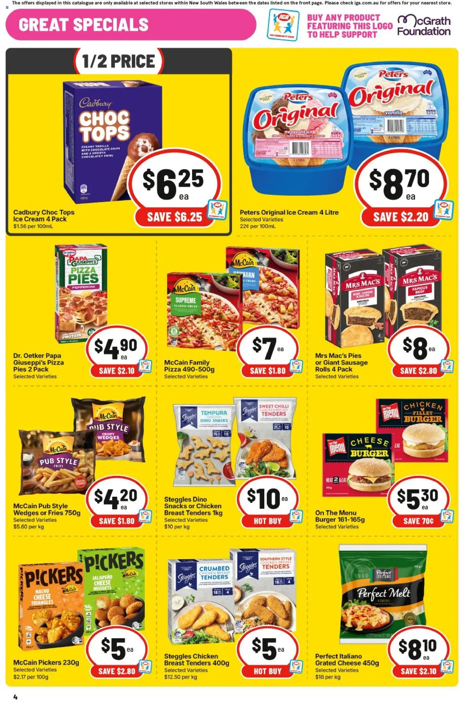 IGA catalogue - valid from 23/09/2026 | Page: 4 | Products: Pizza, Chicken breast, Chips, Foundation