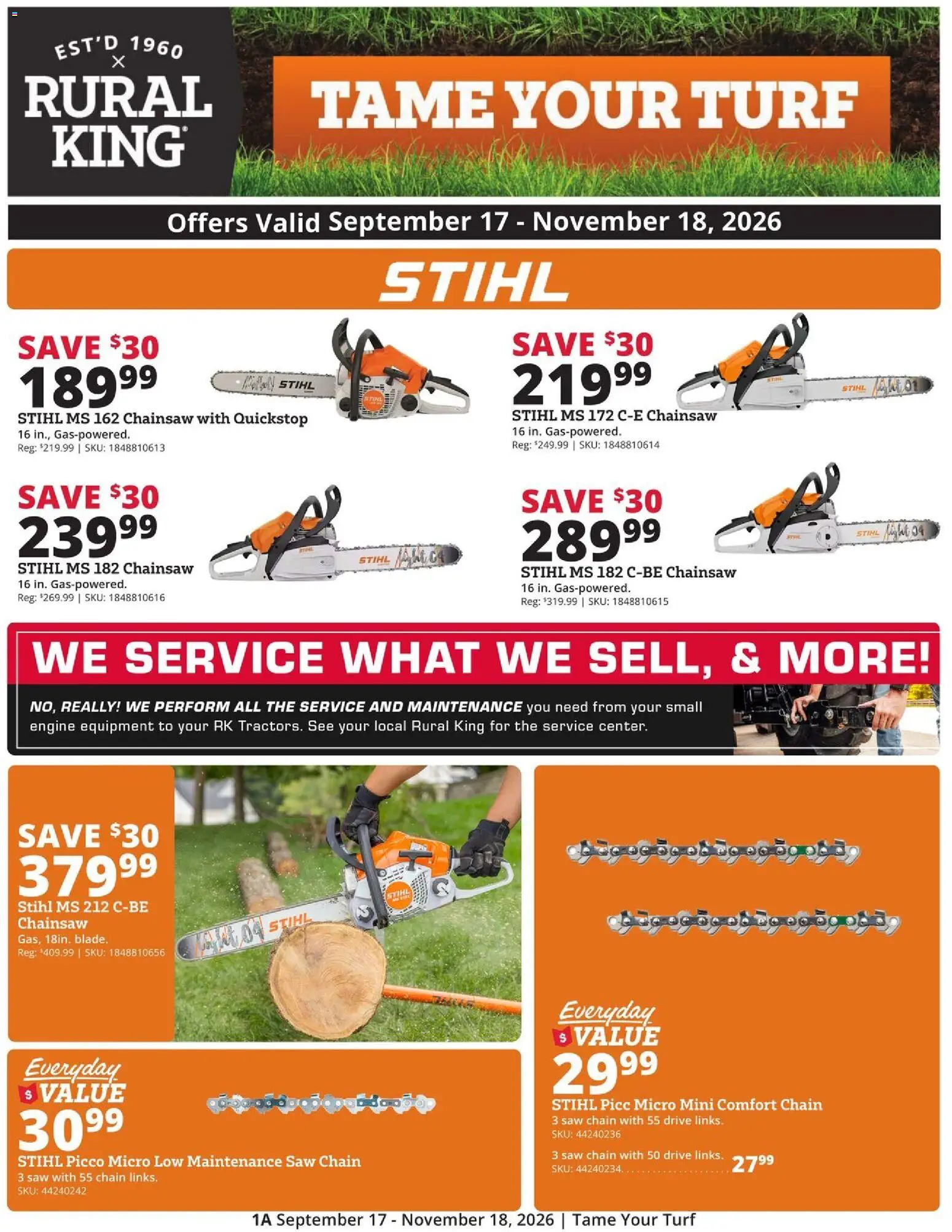 Rural King Ad - valid from 09/17/2026 | Page: 1 | Products: Saw, Chainsaw