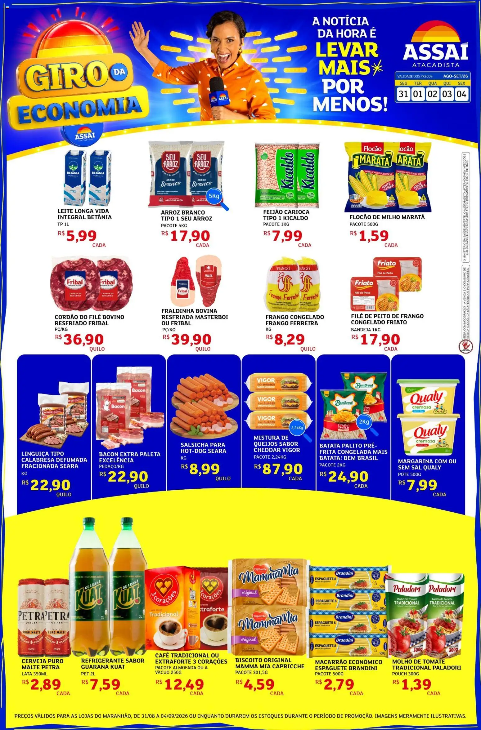 Assaí Atacadista Folheto - válido de 31/08/2026 | Página: 1 | Produtos: Tomate, Salsicha, Cheddar, Batata