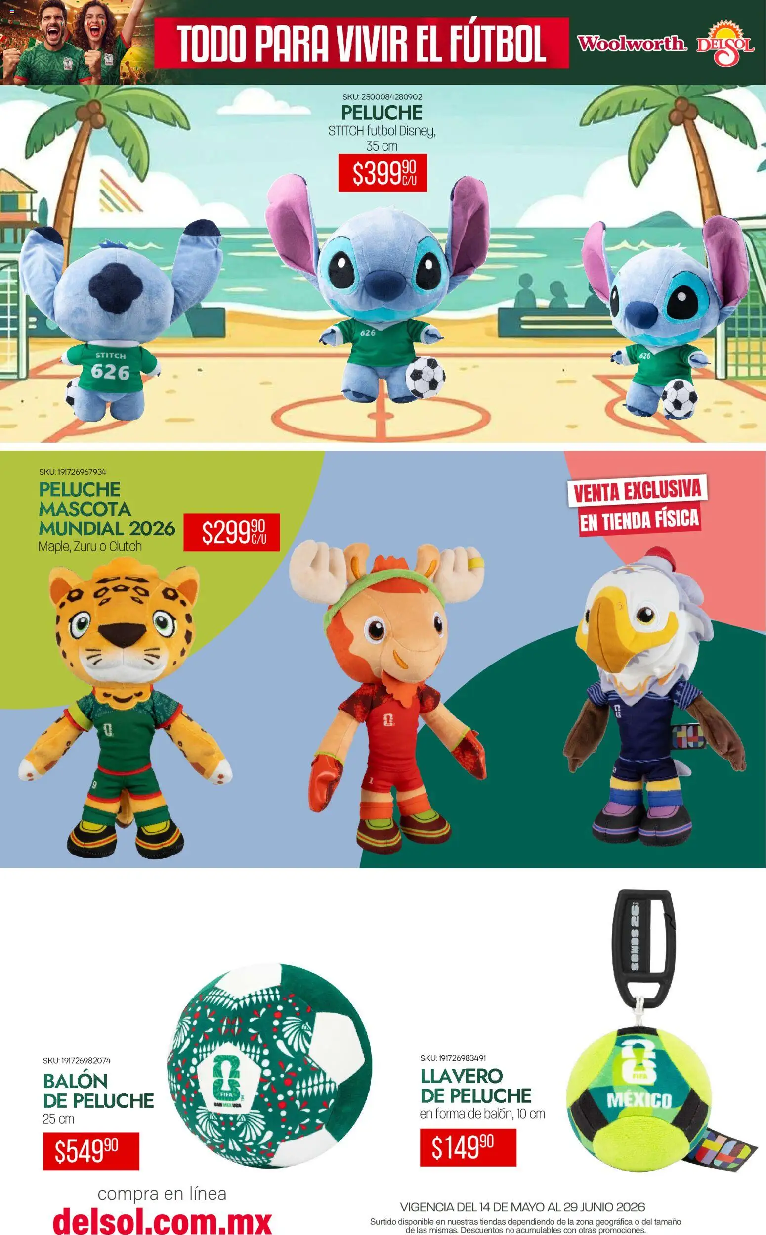 Nuevas ofertas de Del Sol y Woolworth válidas en toda la República Mexicana desde el 14.05.2026. ¡Encuentra las mejores ofertas en Del Sol y Woolworth catálogo Todo para vivir el fútbol ! | Página: 12 | Productos: Llavero