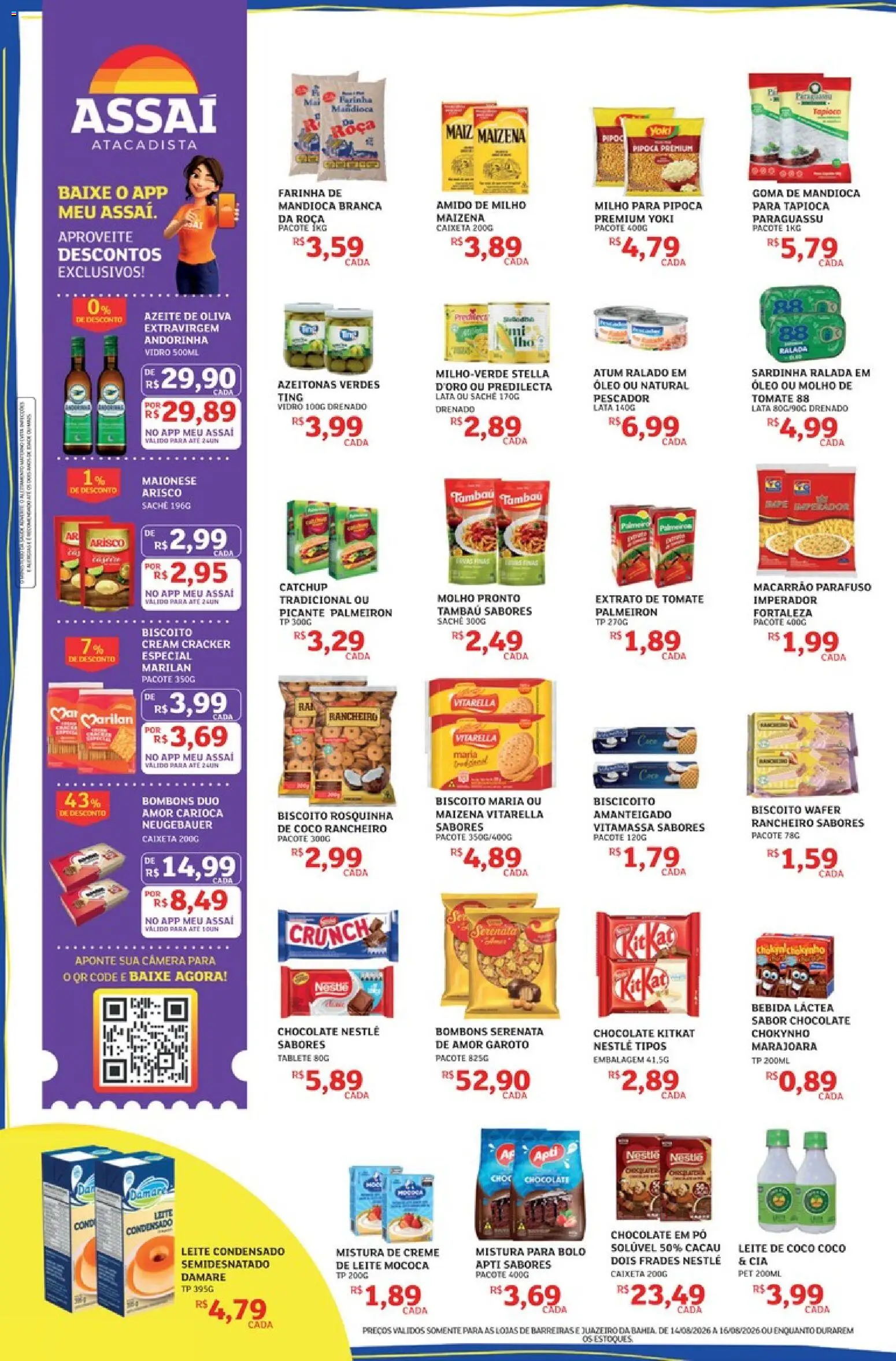 Assaí Atacadista Folheto - válido de 14/08/2026 | Página: 2 | Produtos: Tomate, Macarrão, Azeite de oliva, Mistura para bolo