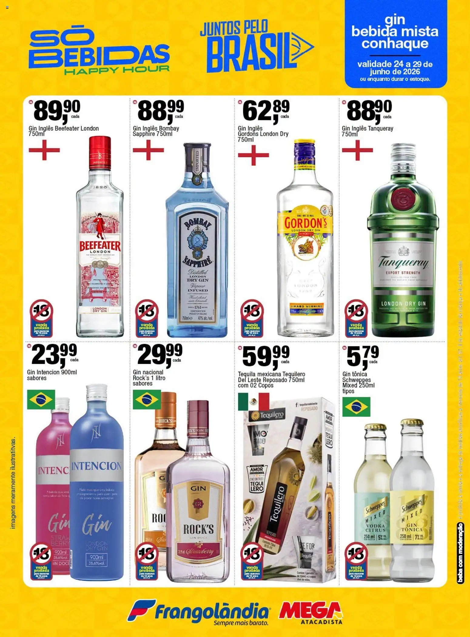 Frangolândia Folheto - válido de 24/06/2026 | Página: 5 | Produtos: Conhaque, Gin, Vodka, Copos