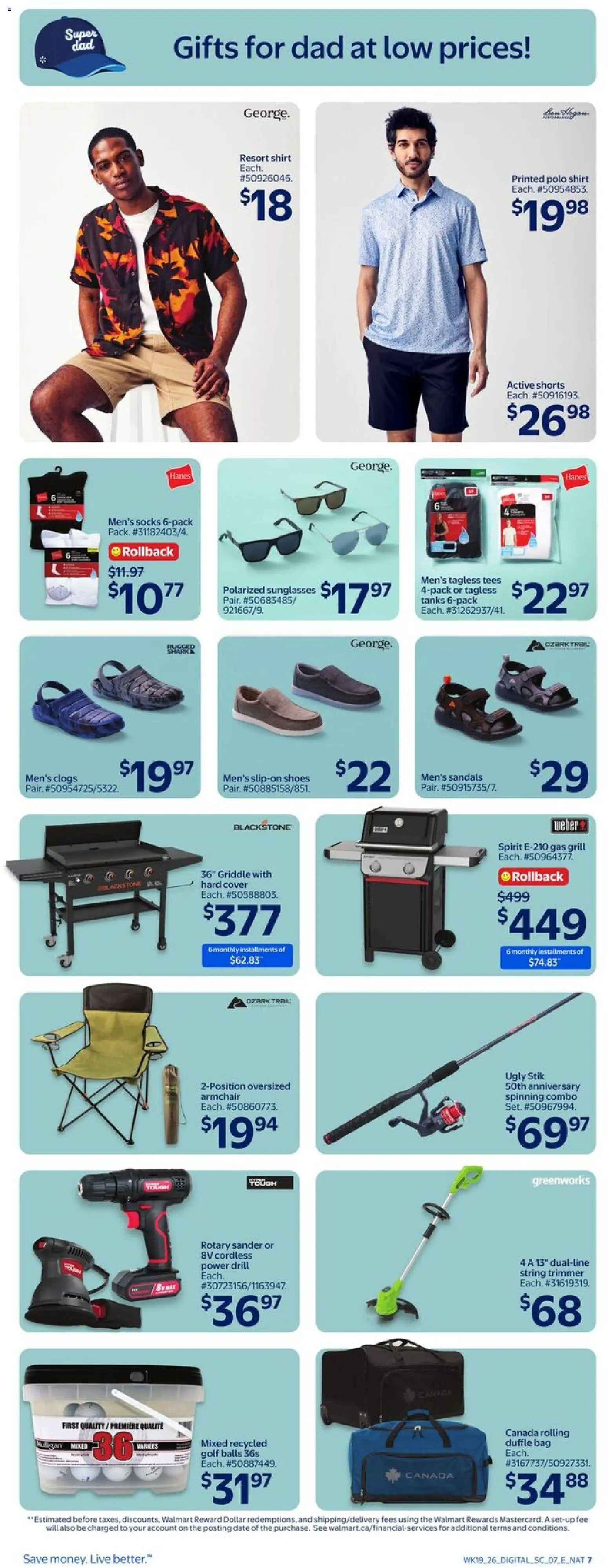 Walmart flyer valid from 04.06.2026 | Page: 10 | Products: Sandals, Grill, Armchair, Shoes