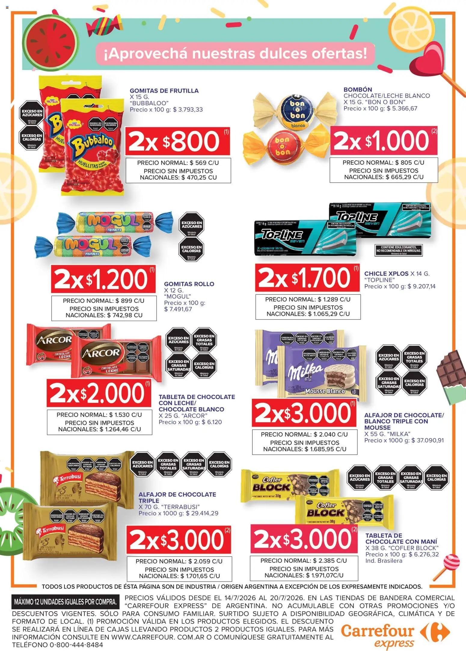 Carrefour Express │ válido desde el 14/07/2026 | Página: 6 | Productos: Teléfono, Mousse, Chocolate, Chicle