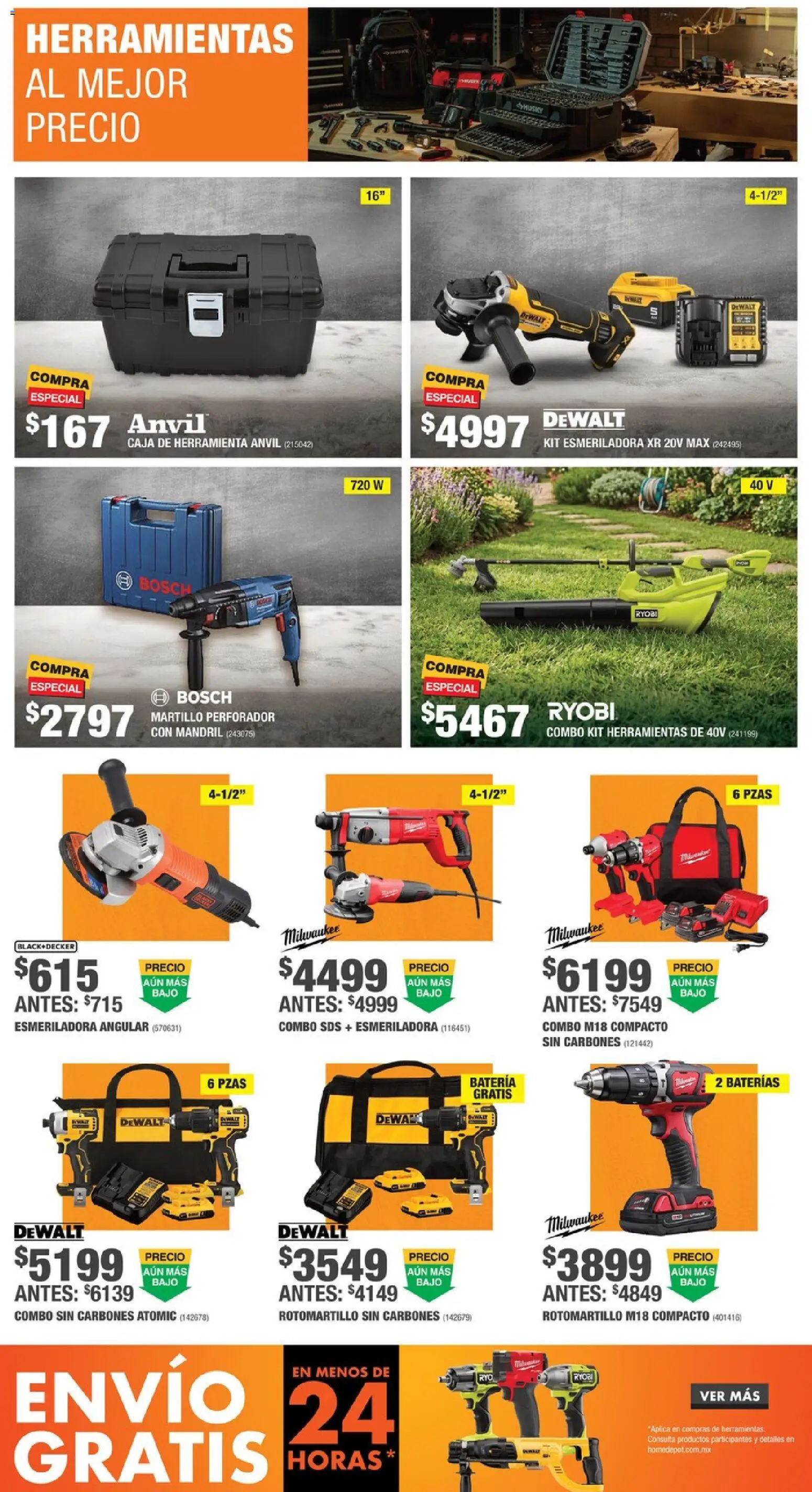 Nuevas ofertas de Home Depot válidas en toda la República Mexicana desde el 13/08/2026. ¡Encuentra las mejores ofertas en Home Depot catálogo! | Página: 13 | Productos: Herramientas, Rotomartillo, Caja, Batería
