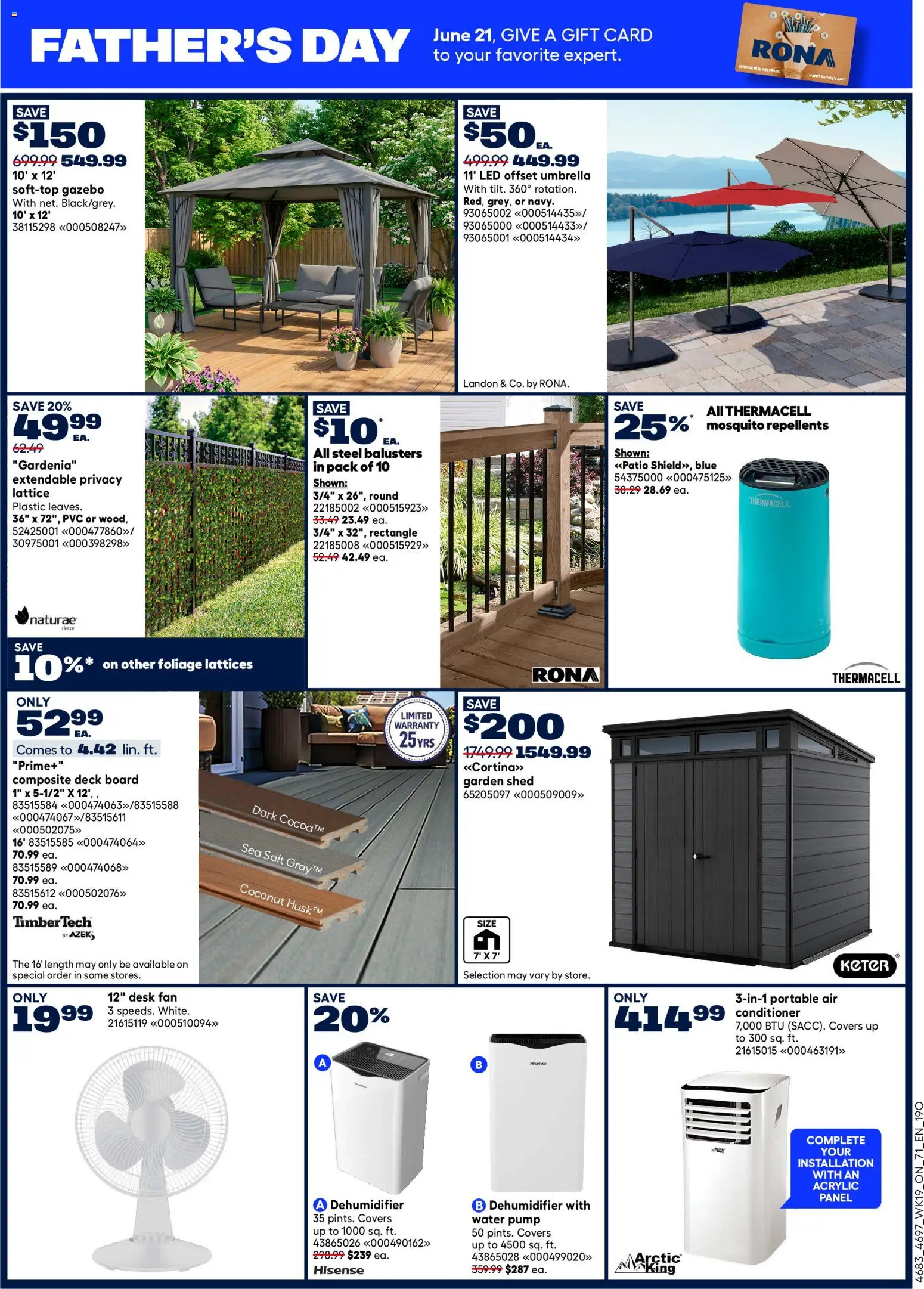 Rona flyer valid from 04.06.2026 | Page: 3 | Products: Umbrella, Fan, Conditioner