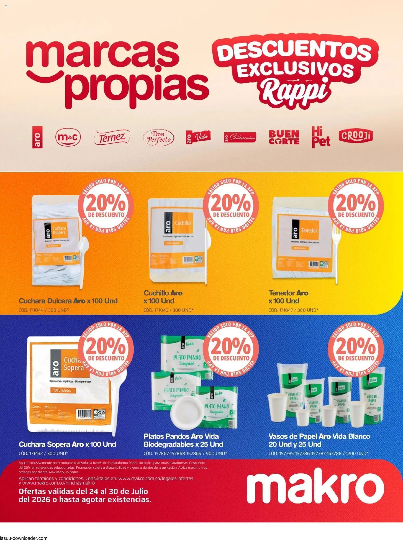 Makro revista - valida desde el 24/07/2026 | Página: 29 | Productos: Vasos, Tenedor, Cuchara, Cuchillo