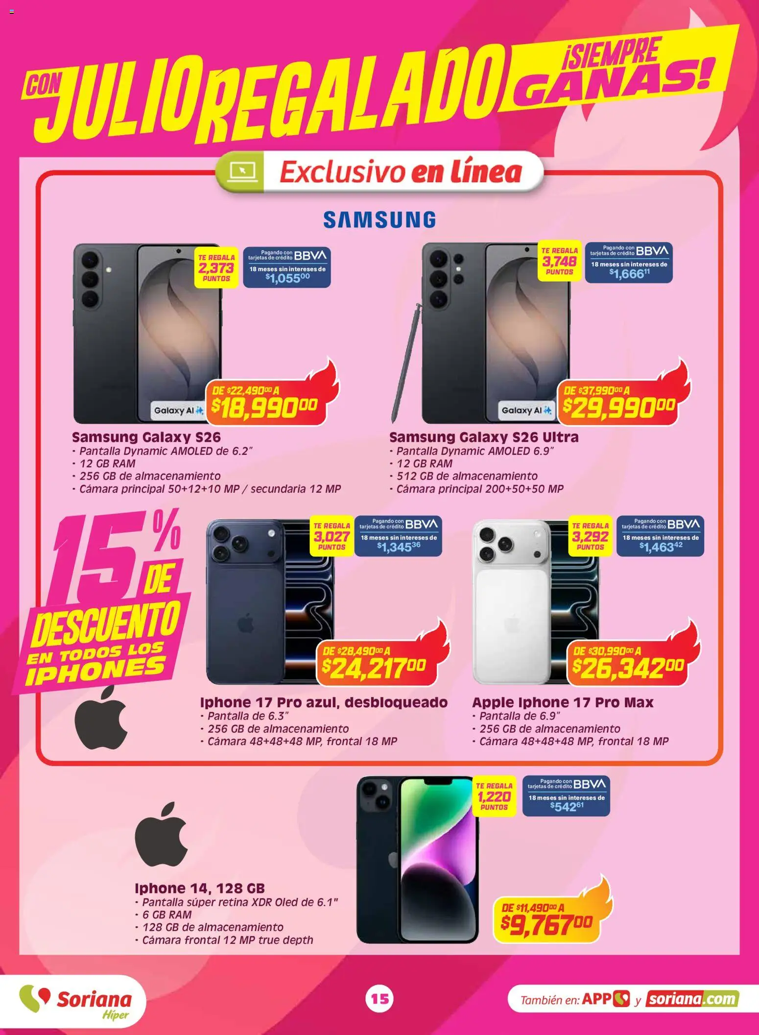 Nuevas ofertas de Soriana válidas en toda la República Mexicana desde el 03.06.2026. ¡Encuentra las mejores ofertas en Soriana Con Julio Regalado siempre ganas Híper Nacional! | Página: 14 | Productos: Cámara, Té