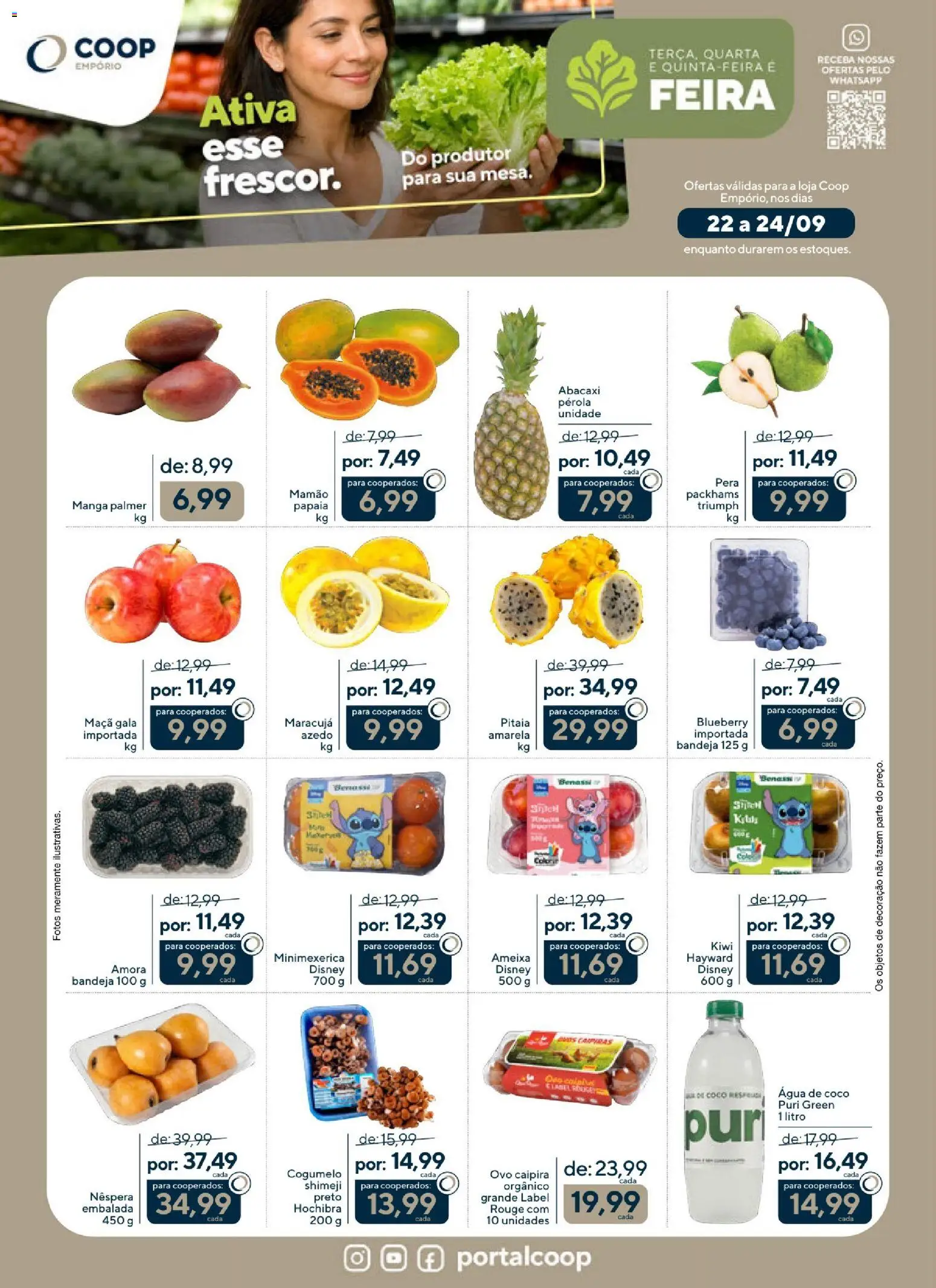 Coop Folheto - válido de 22/09/2026 | Página: 1 | Produtos: Pera, Manga, Água, Ameixa