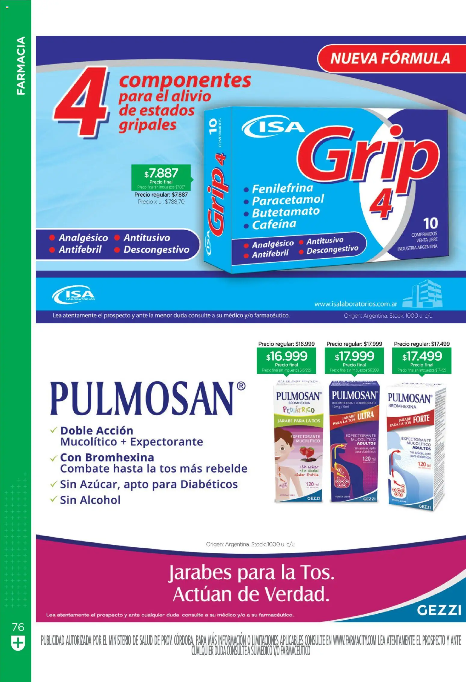 Farmacity catálogo │ válido desde el 01/09/2026 | Página: 76 | Productos: Jarabe para la tos, Frutilla, Azucar, Analgésico
