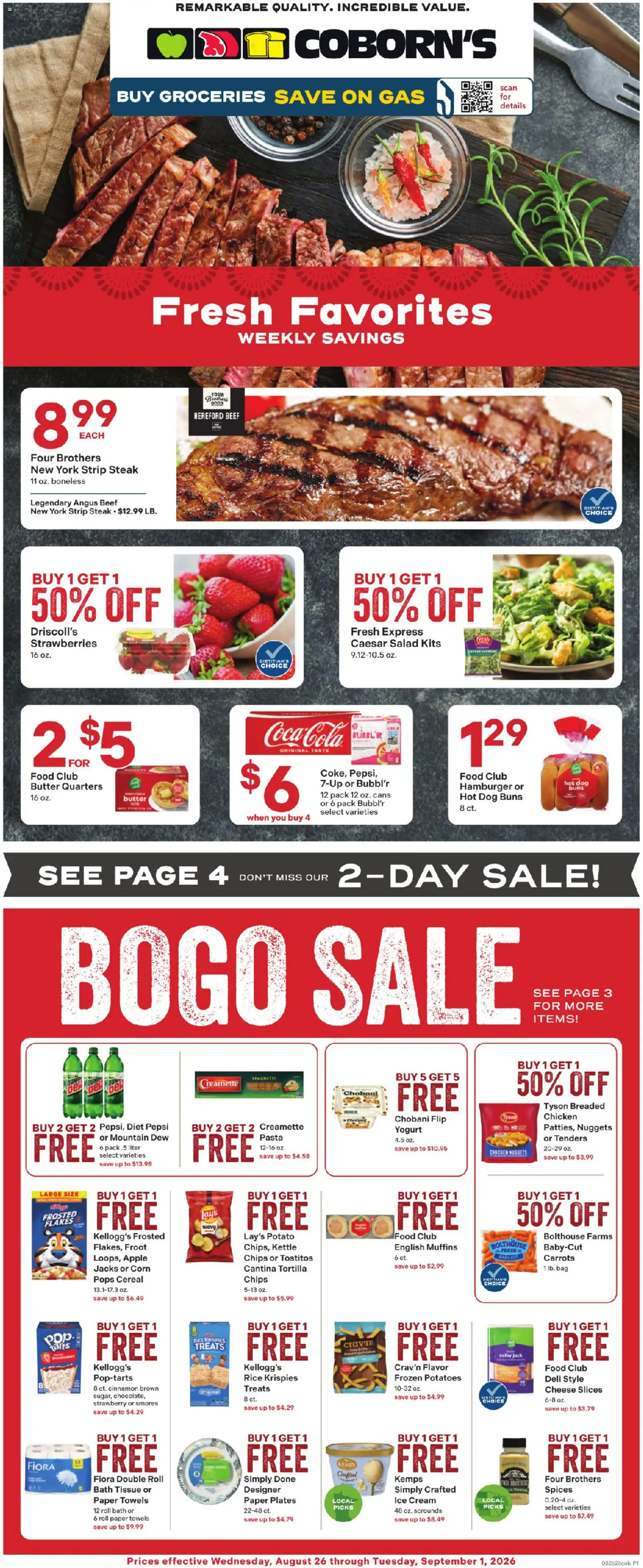 Coborn's - Weekly Ad - valid from 08/26/2026 | Page: 1 | Products: Rice, Beef, Cream, Paper plates