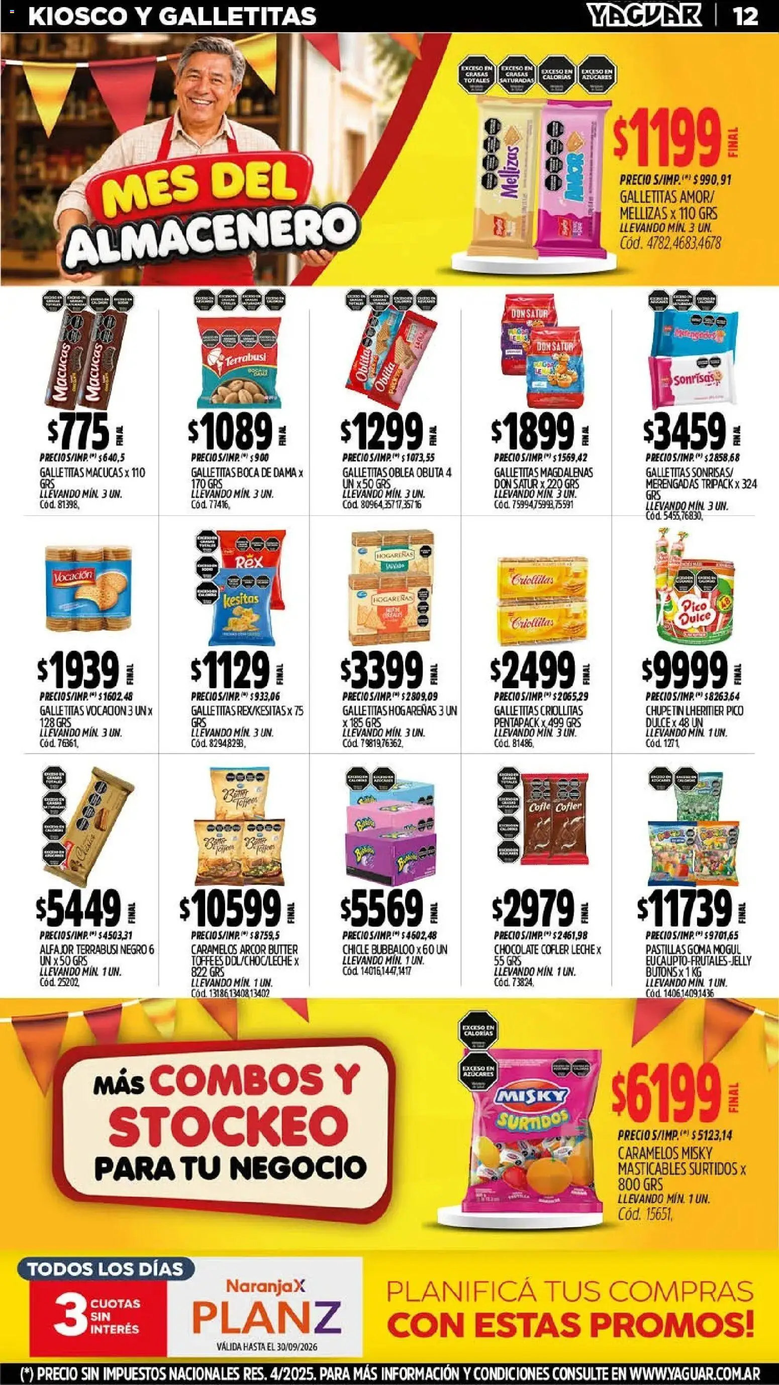 Yaguar - Oferta Semanal General Roca │ válido desde el 28/09/2026 | Página: 12 | Productos: Pico, Galletitas, Dulce, Chicle